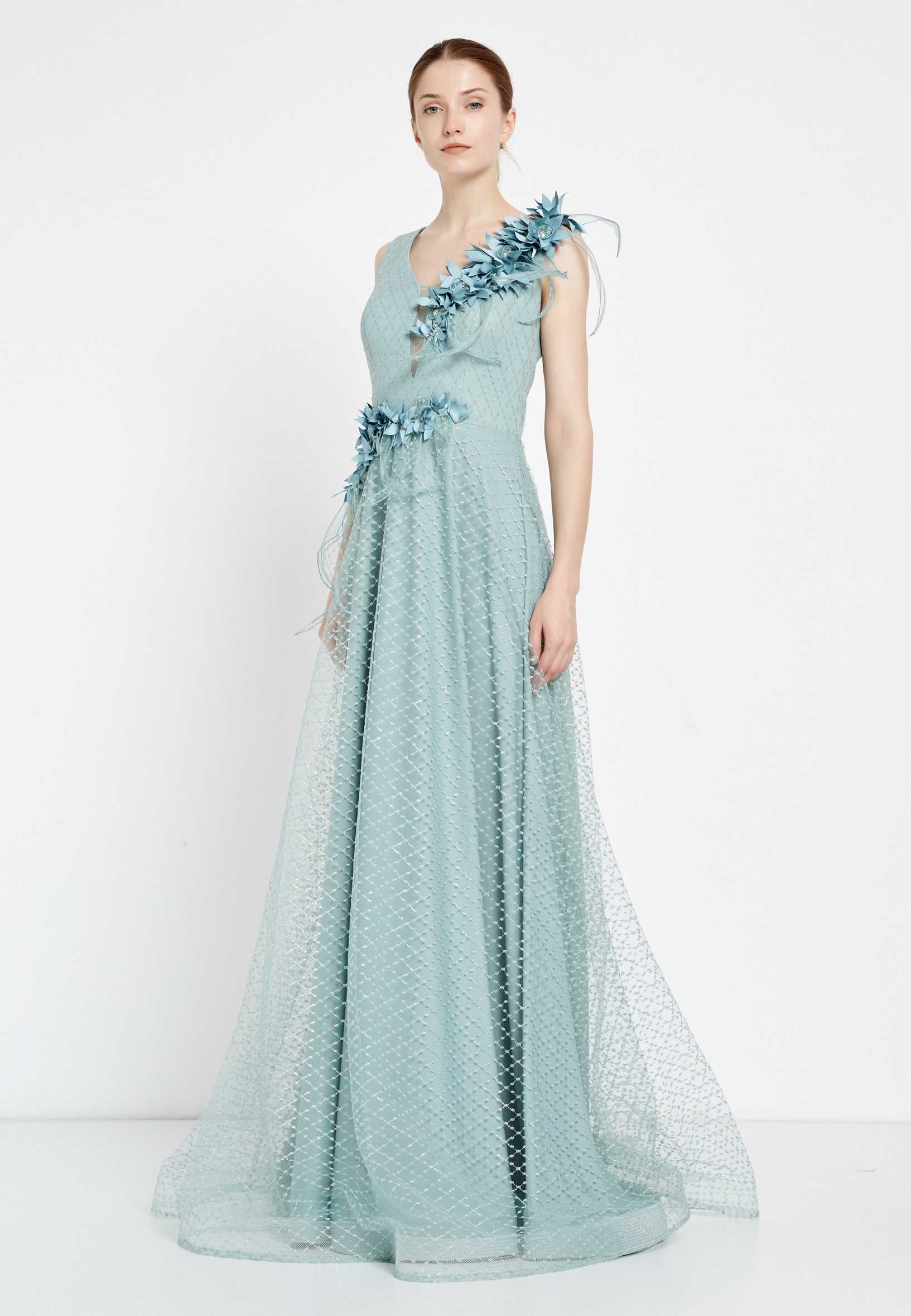 Sleeveless Maxi Tulle A - Line Regular Prom Dress rmn2973 - Image 23