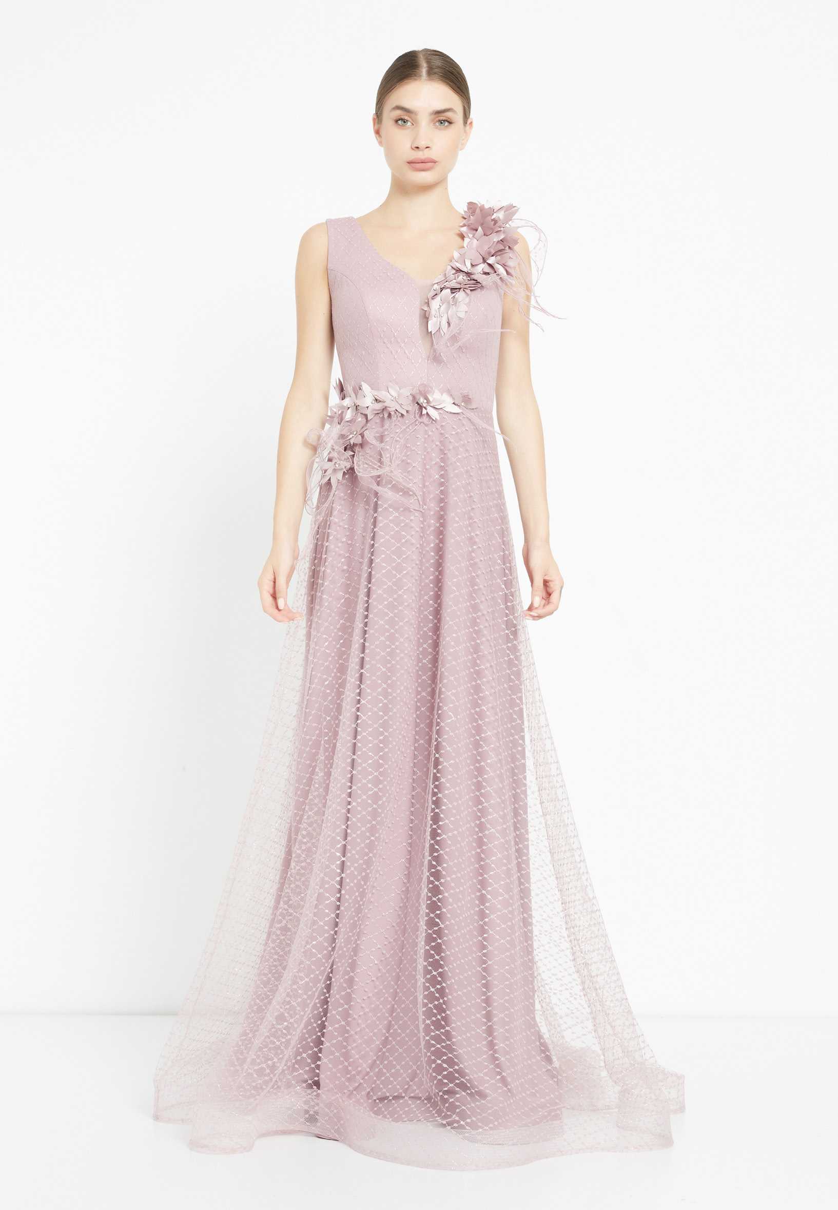 Sleeveless Maxi Tulle A - Line Regular Prom Dress rmn2973 - Image 25