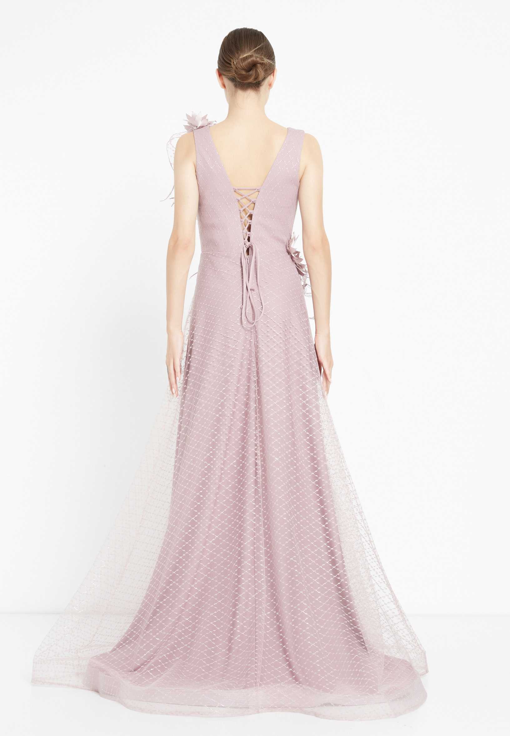 Sleeveless Maxi Tulle A - Line Regular Prom Dress rmn2973 - Image 26