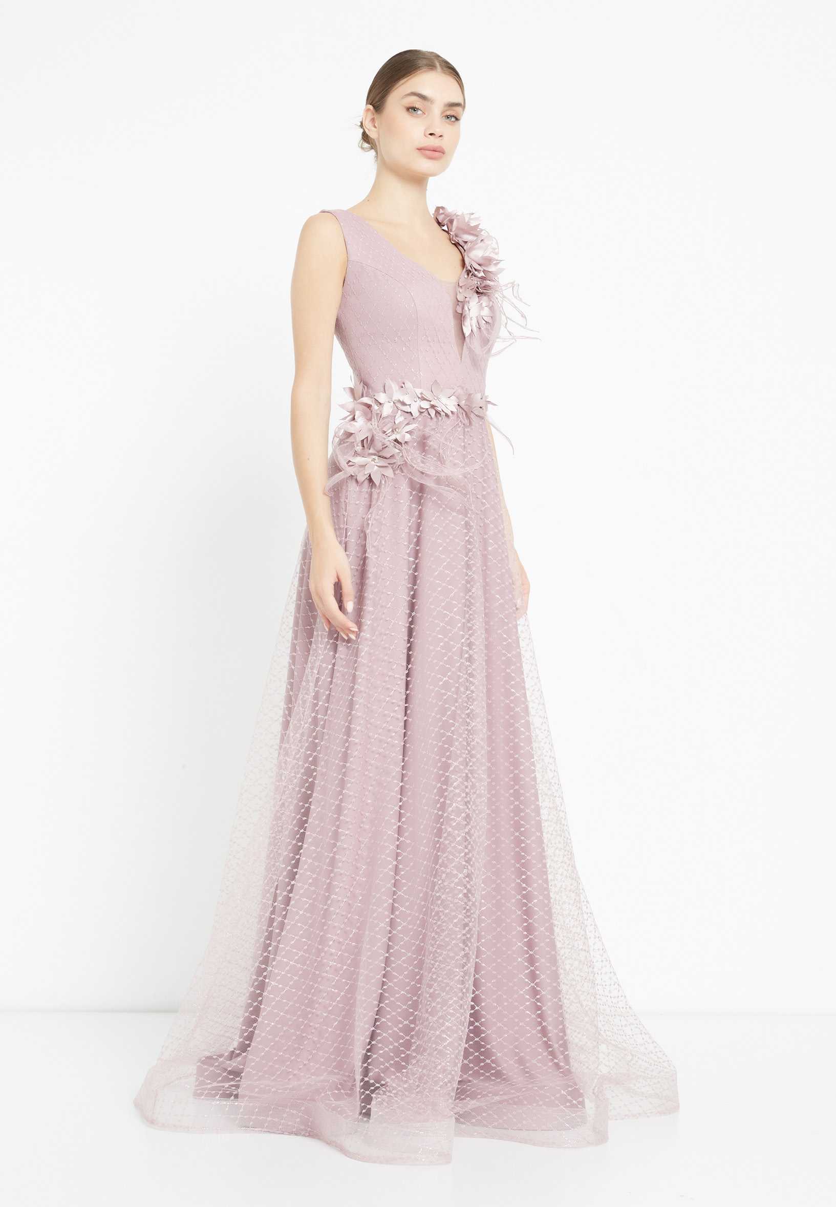 Sleeveless Maxi Tulle A - Line Regular Prom Dress rmn2973 - Image 27