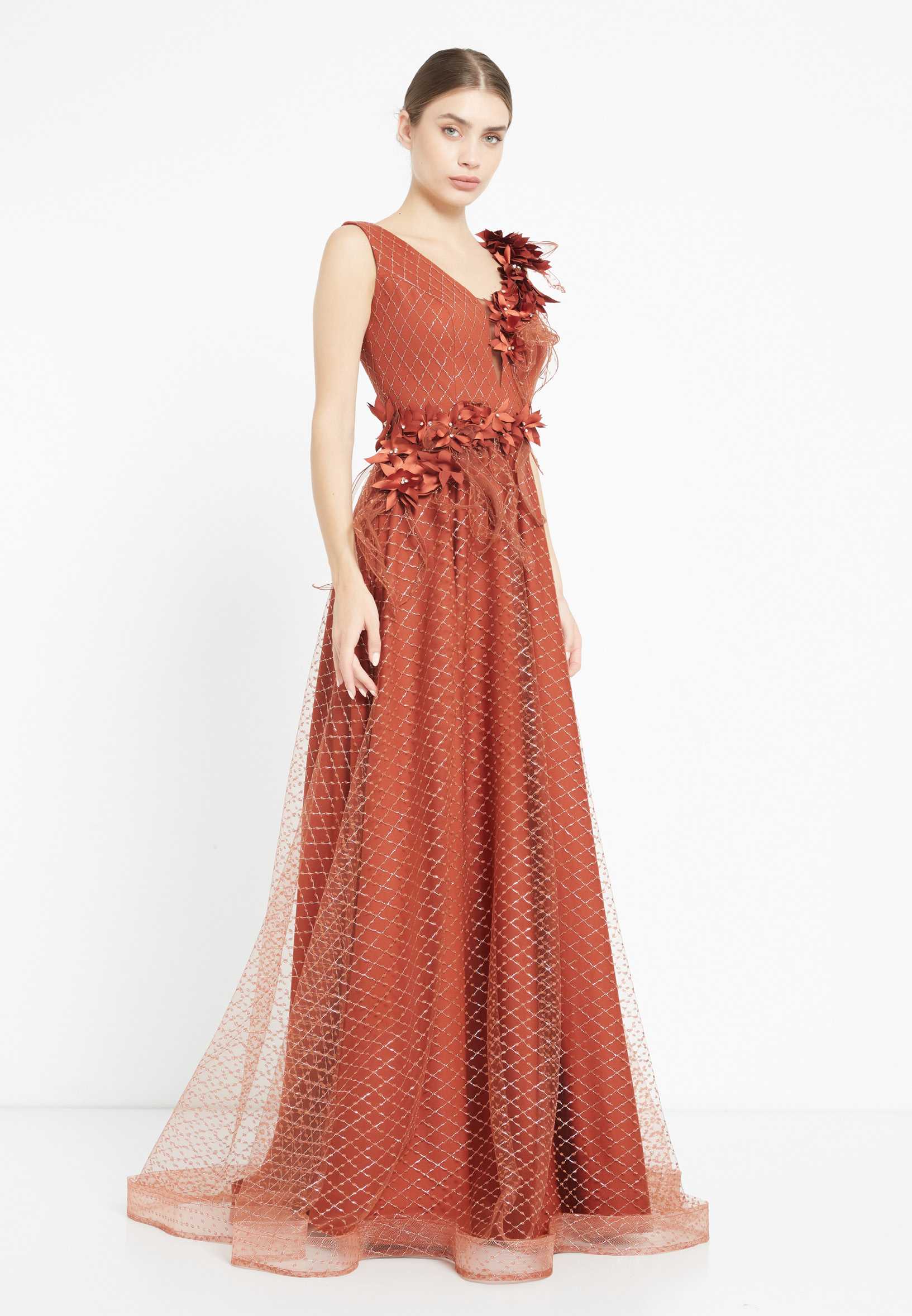 Sleeveless Maxi Tulle A - Line Regular Prom Dress rmn2973 - Image 31