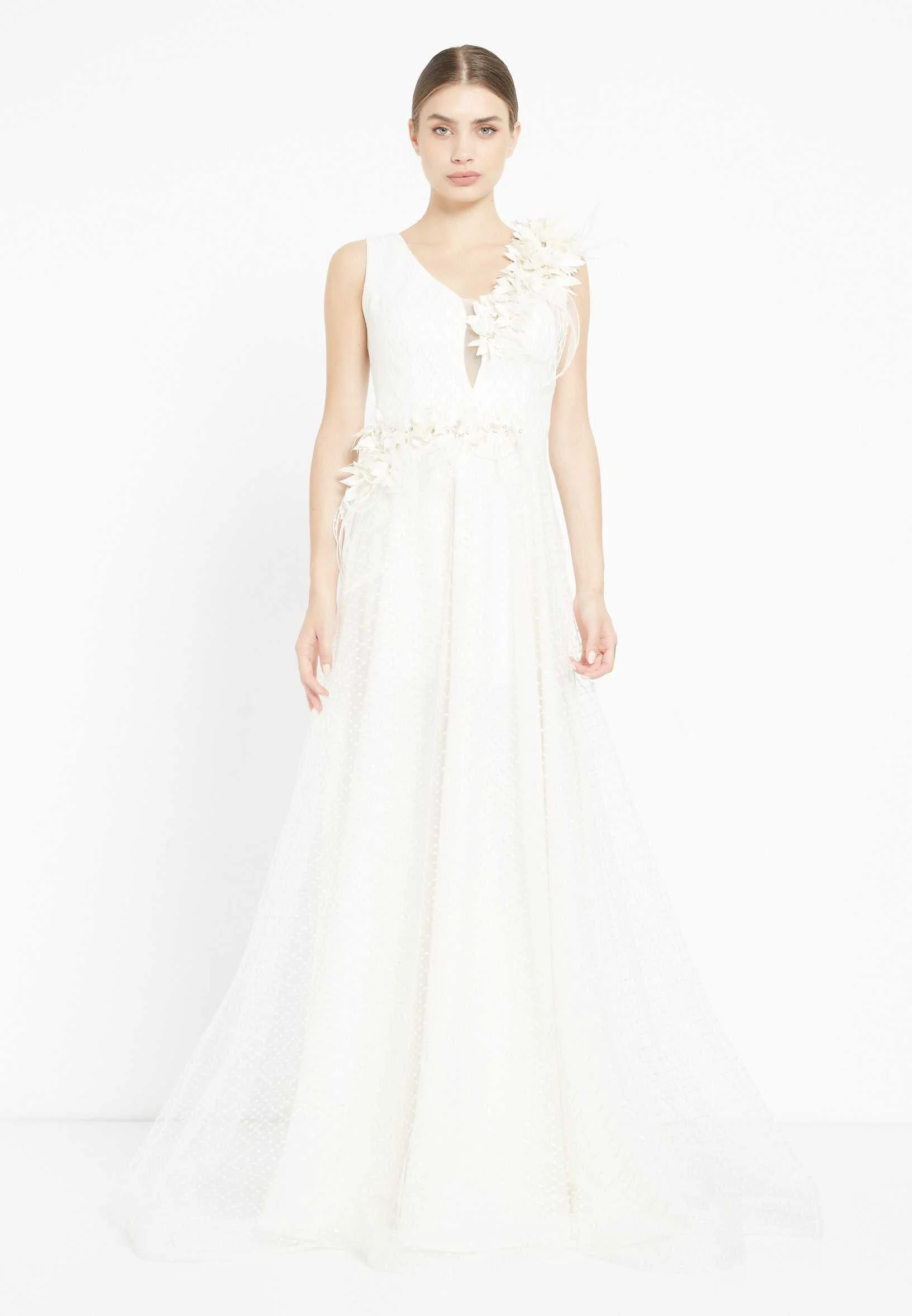 Sleeveless Maxi Tulle A - Line Regular Prom Dress rmn2973 - Image 33