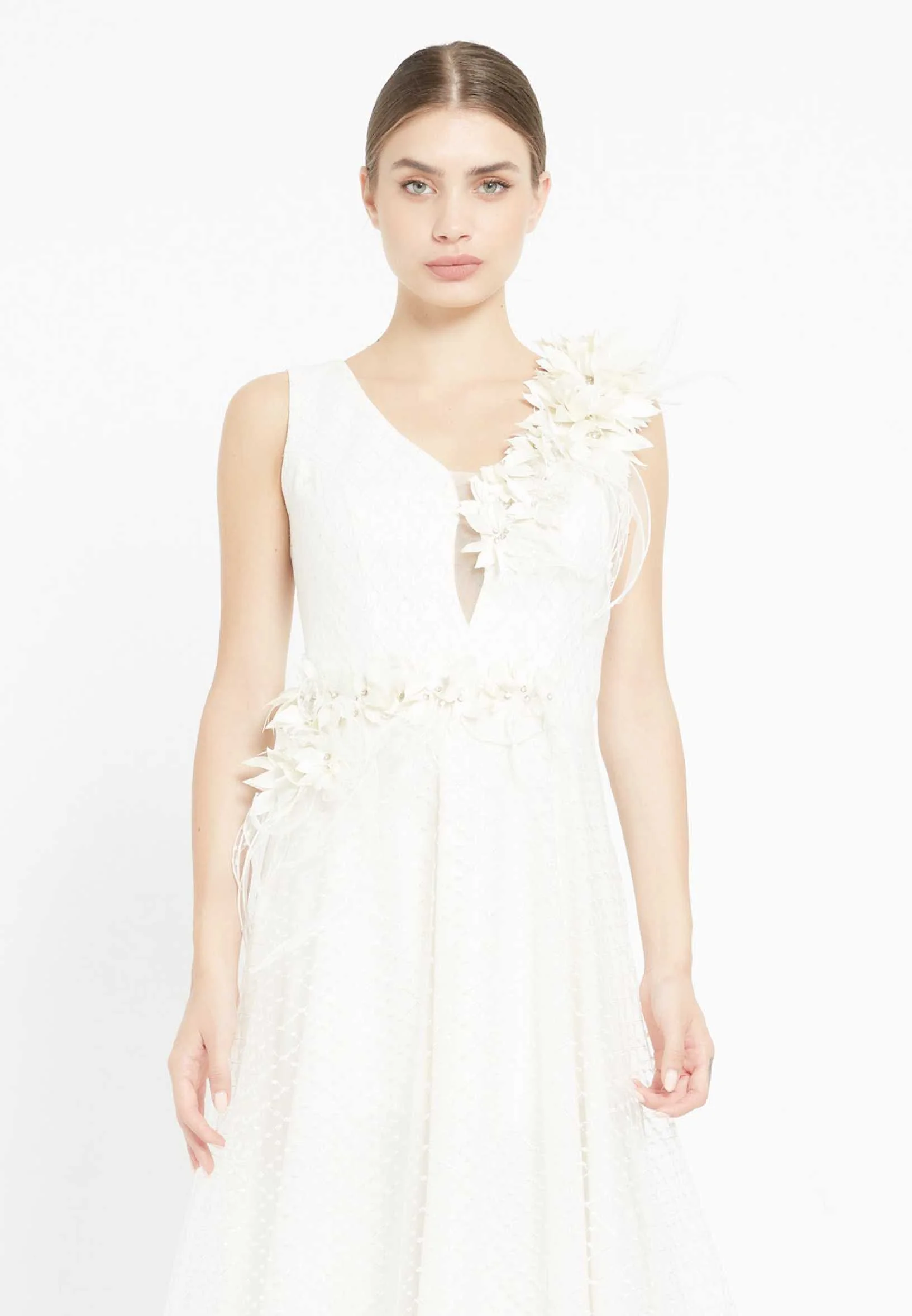Sleeveless Maxi Tulle A - Line Regular Prom Dress rmn2973 - Image 36