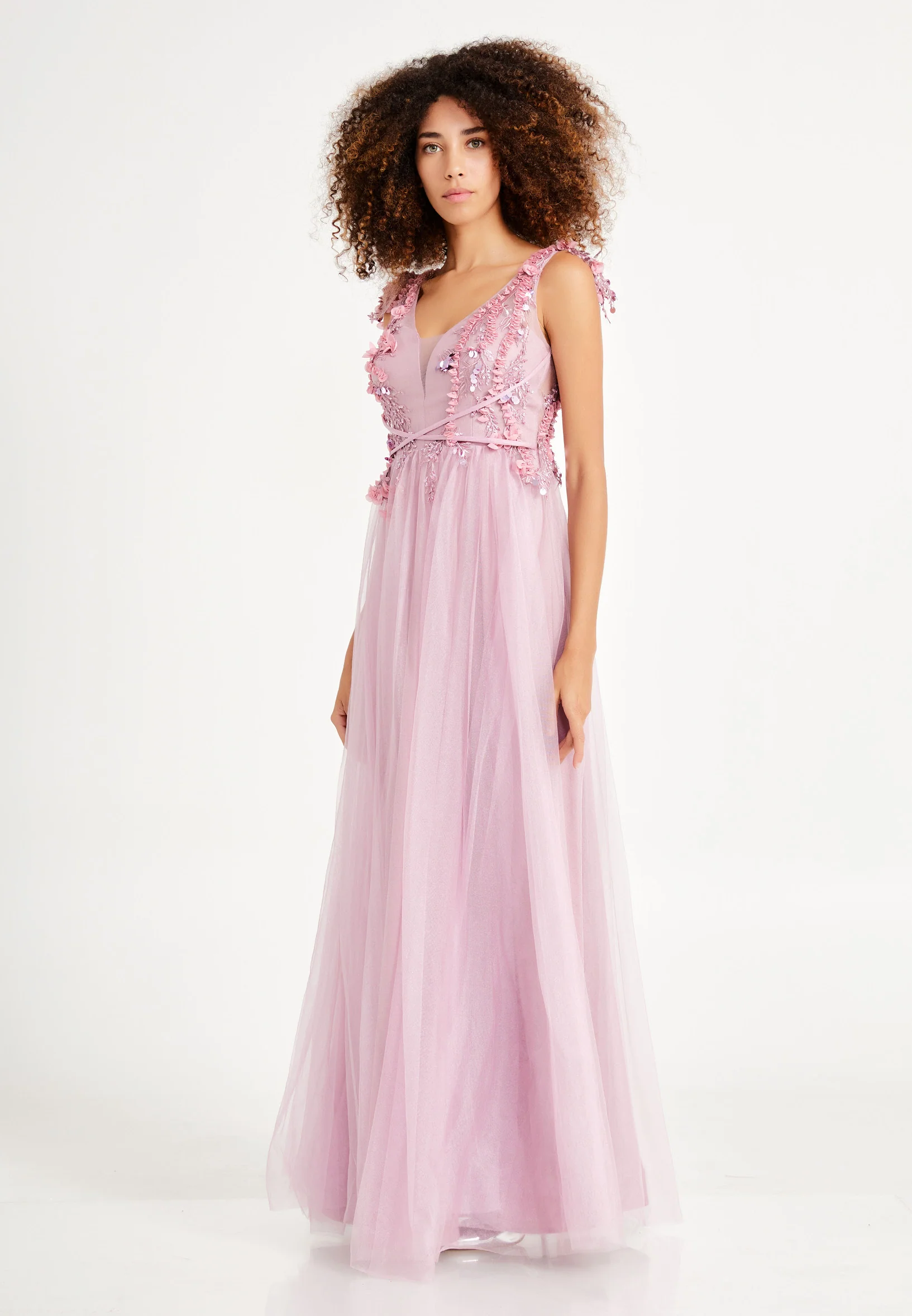 Sleeveless Maxi Tulle A - Line Regular Prom Dress rmn3078 - Image 11