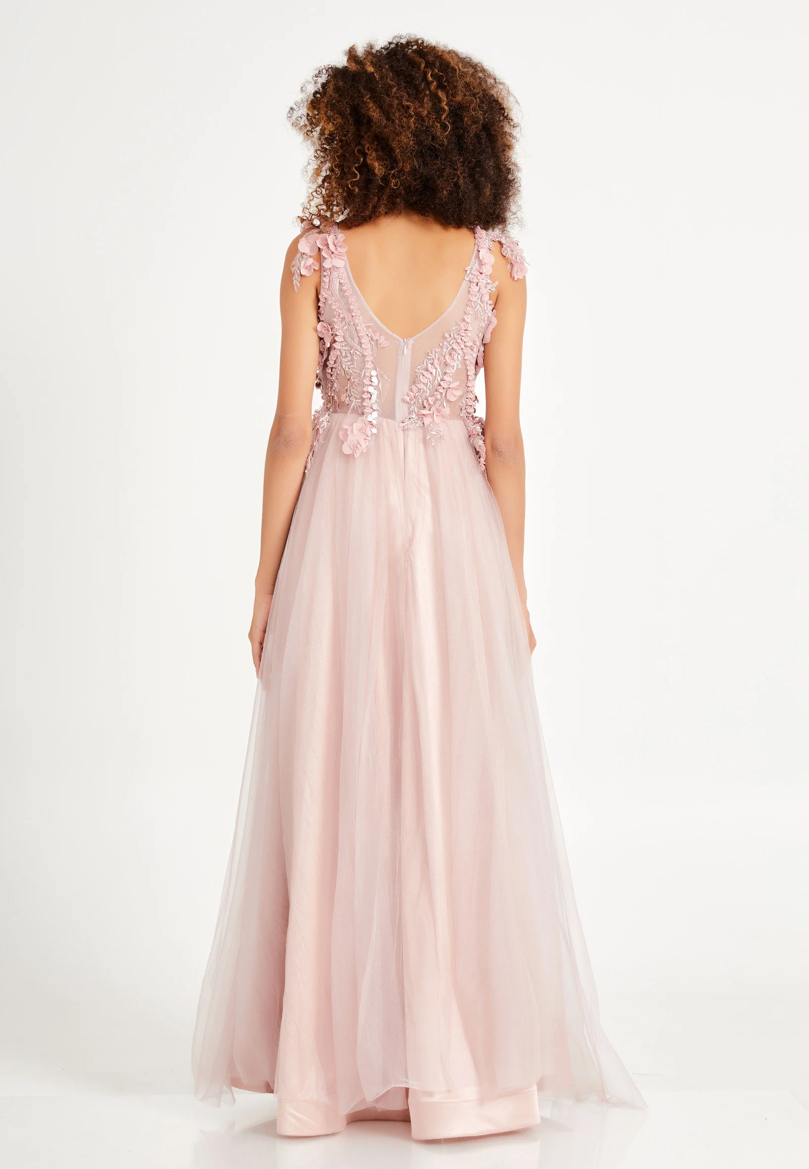 Sleeveless Maxi Tulle A - Line Regular Prom Dress rmn3078 - Image 14