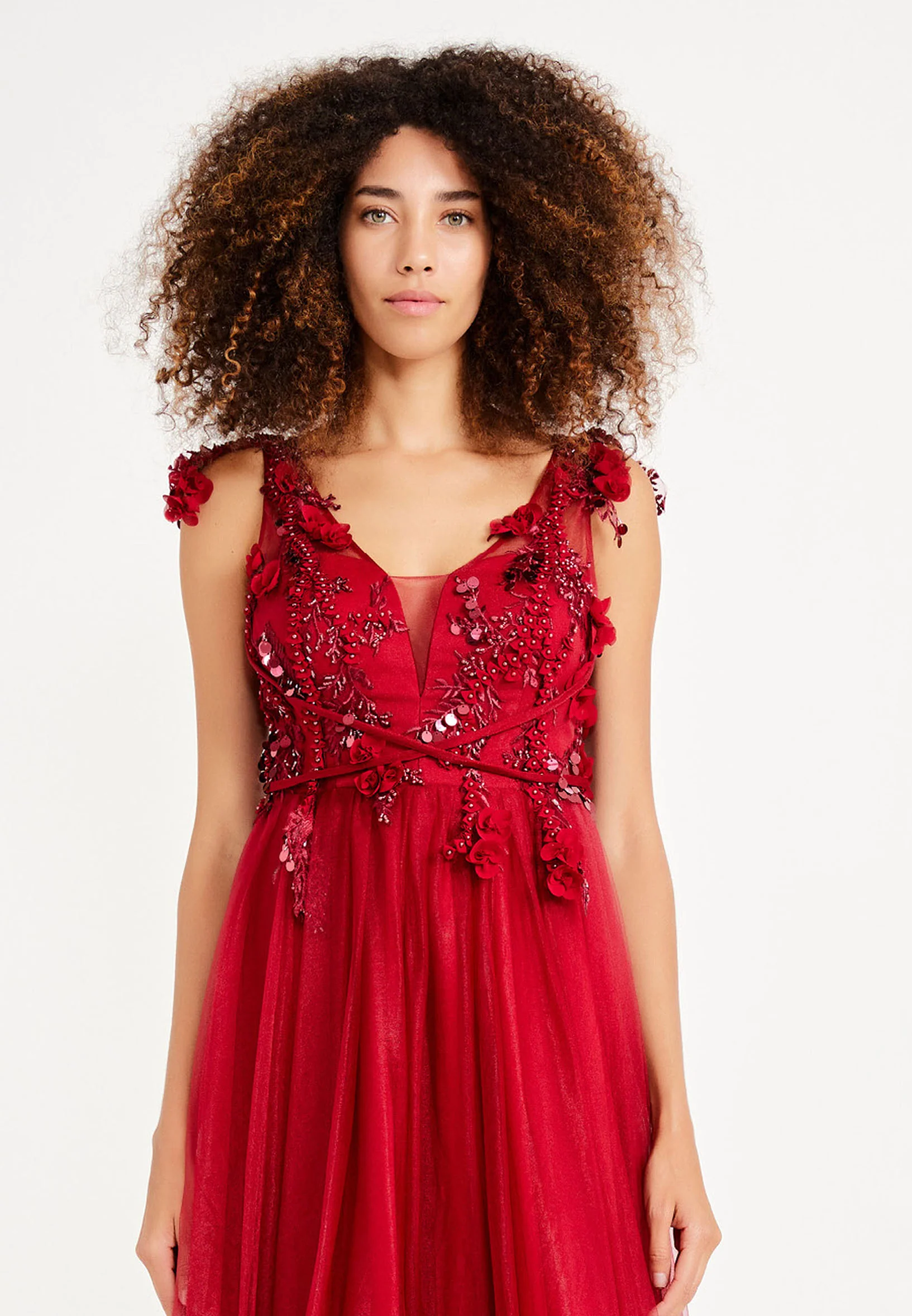Sleeveless Maxi Tulle A - Line Regular Prom Dress rmn3078 - Image 4