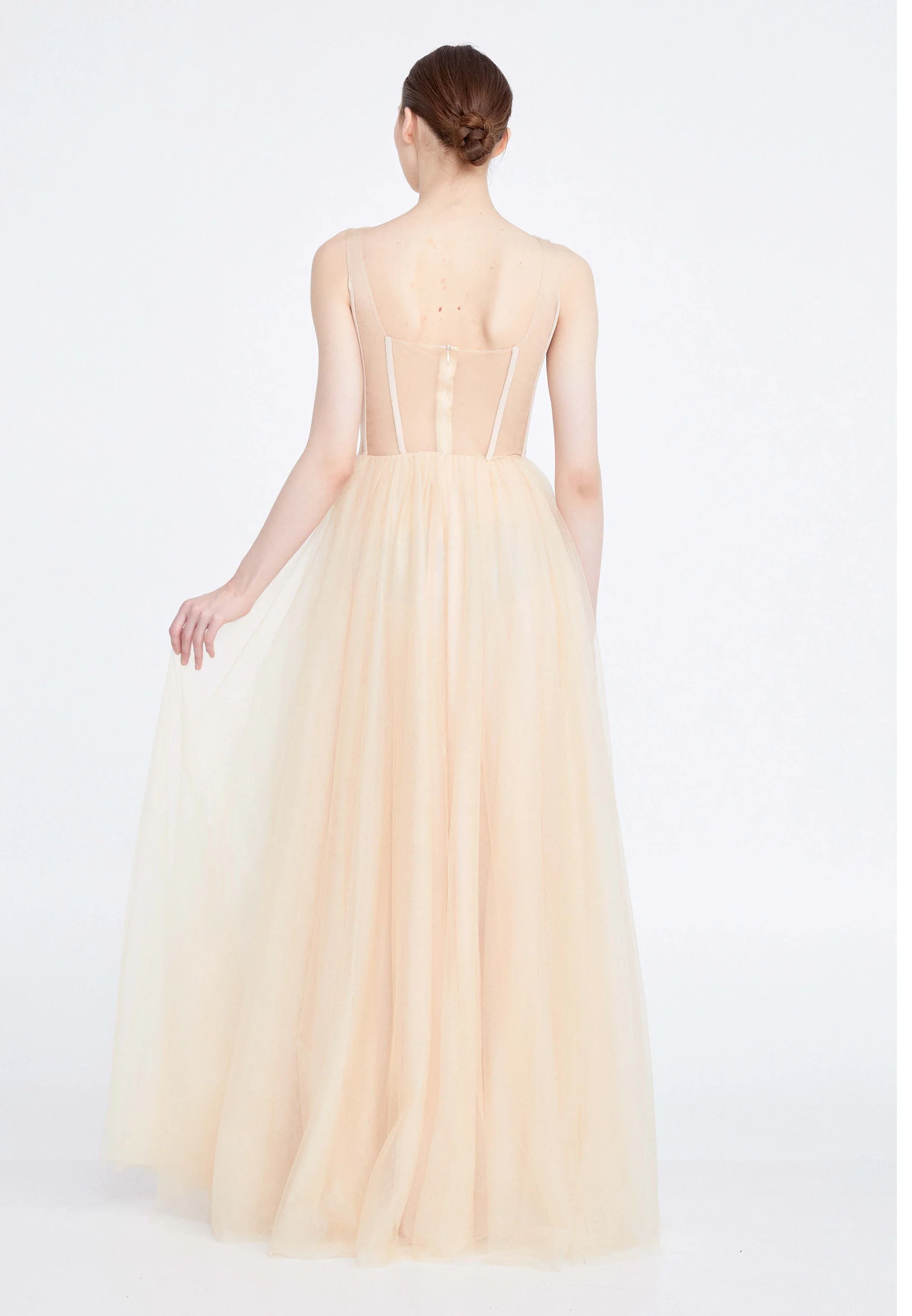 Sleeveless Maxi Tulle A - Line Regular Prom Dress ses2551 - Image 2