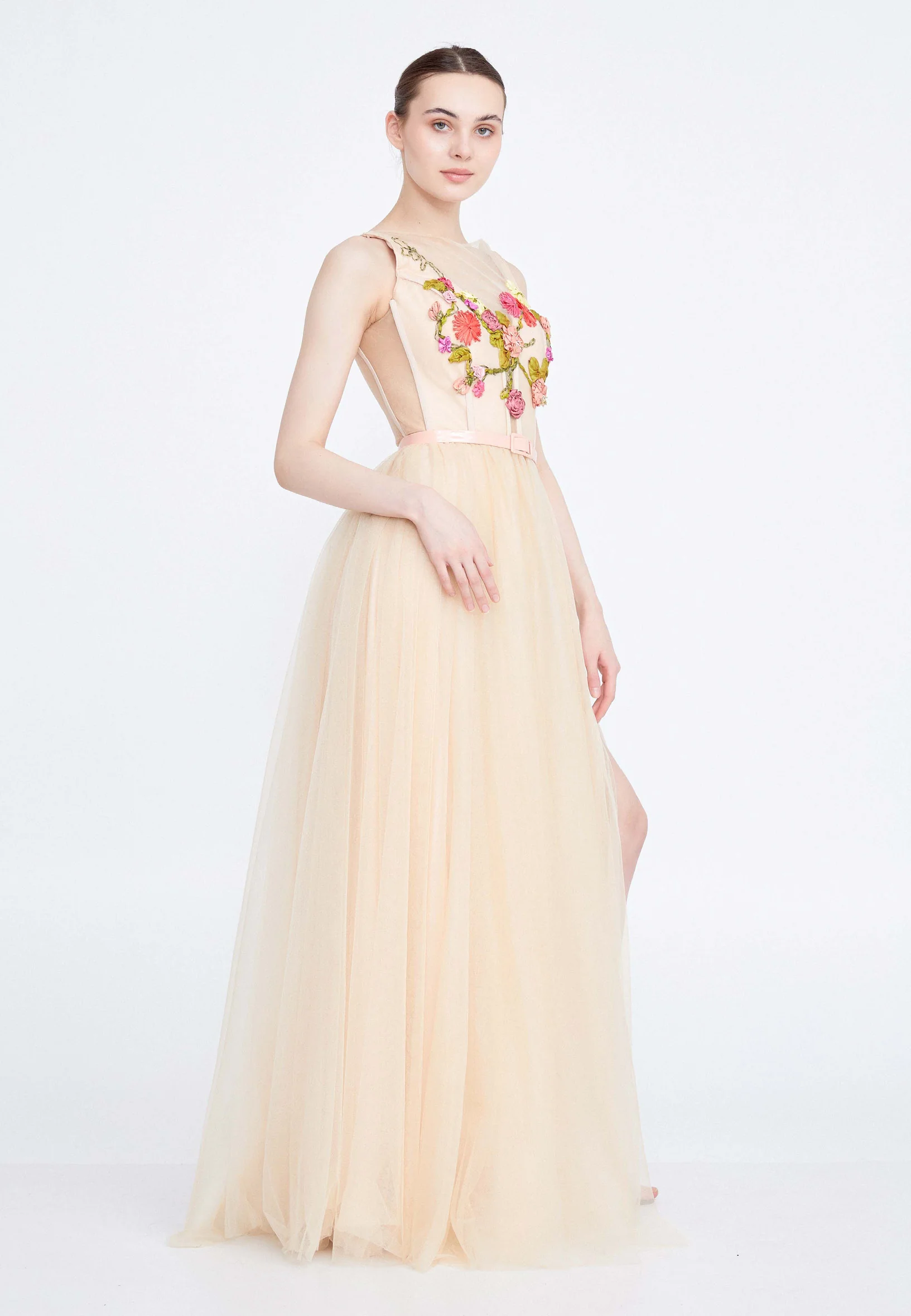 Sleeveless Maxi Tulle A - Line Regular Prom Dress ses2551 - Image 3