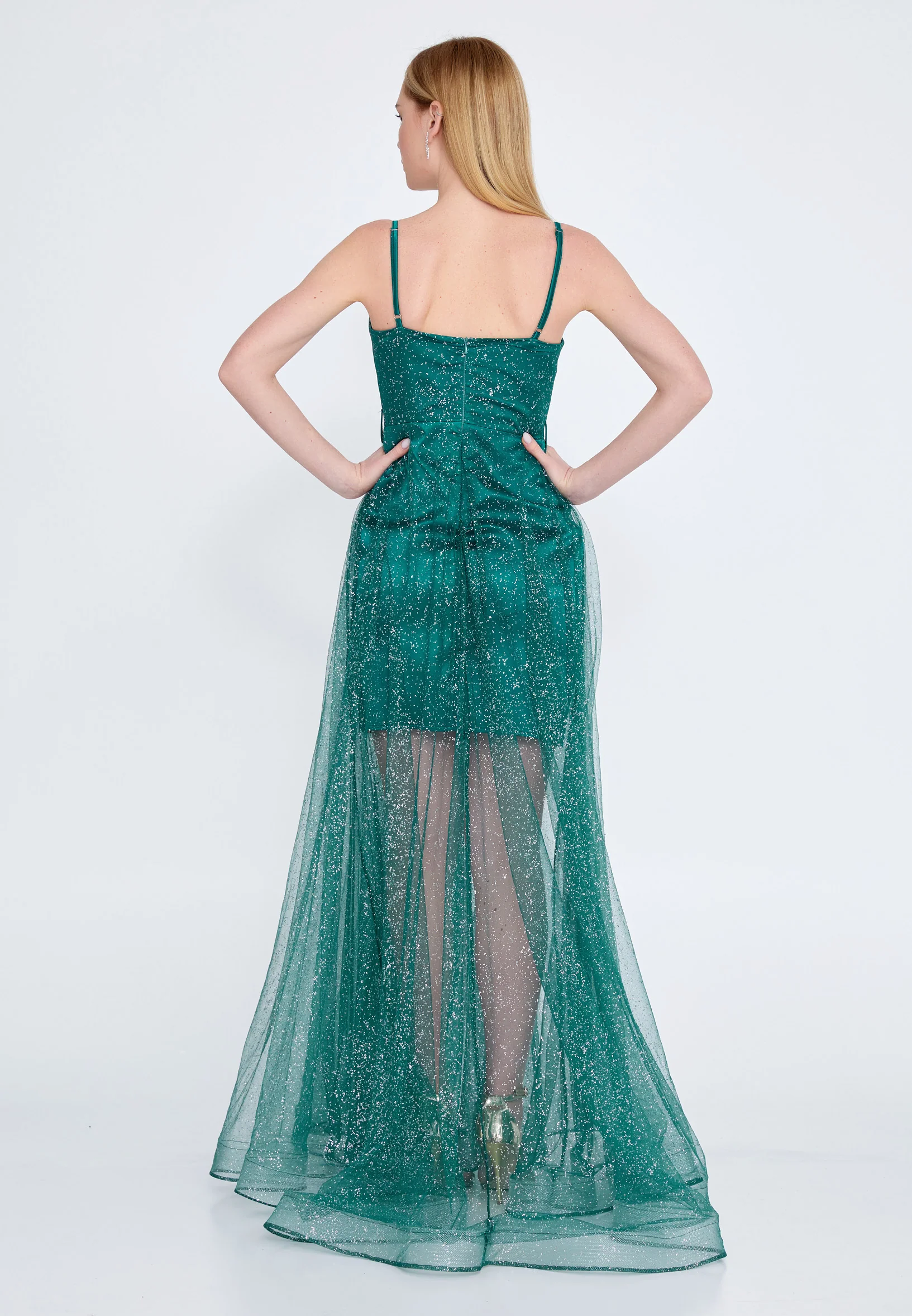 Sleeveless Maxi Tulle A - Line Regular Prom Dress srn8367 - Image 6