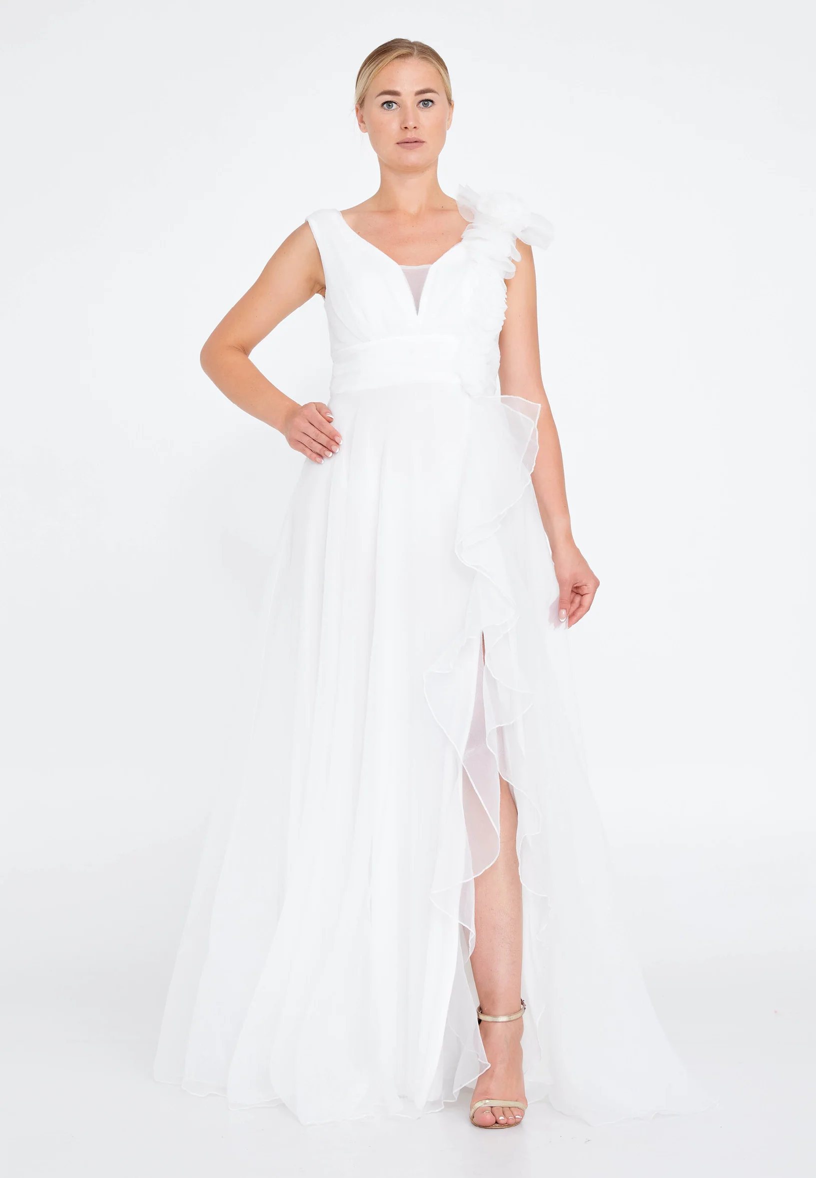 Sleeveless Maxi Tulle A - Line Regular Prom Dress srn9009