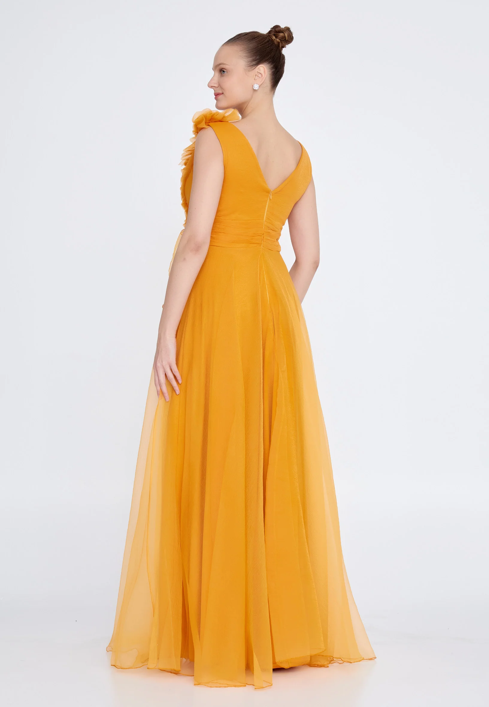 Sleeveless Maxi Tulle A - Line Regular Prom Dress srn9009 - Image 10