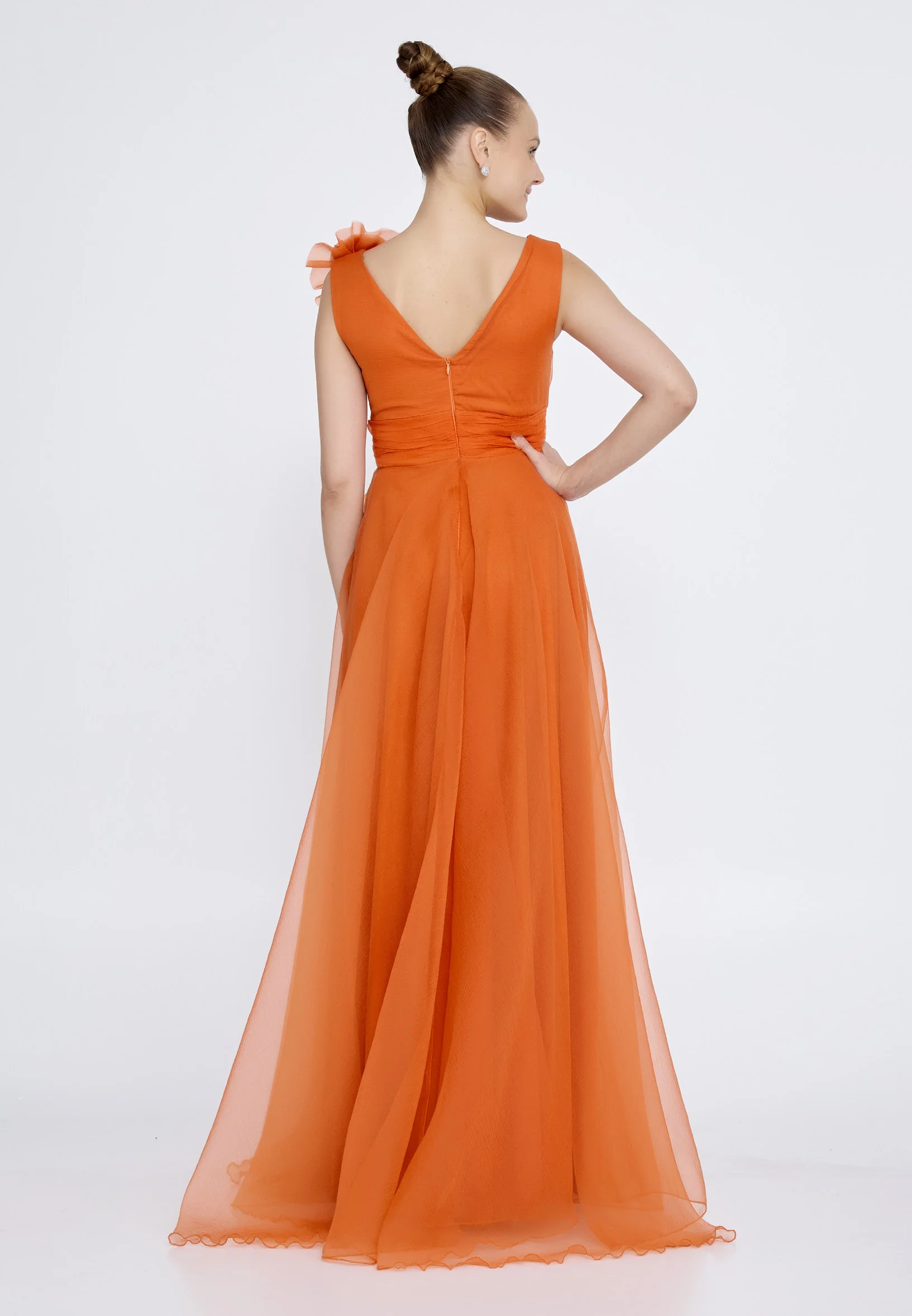 Sleeveless Maxi Tulle A - Line Regular Prom Dress srn9009 - Image 14