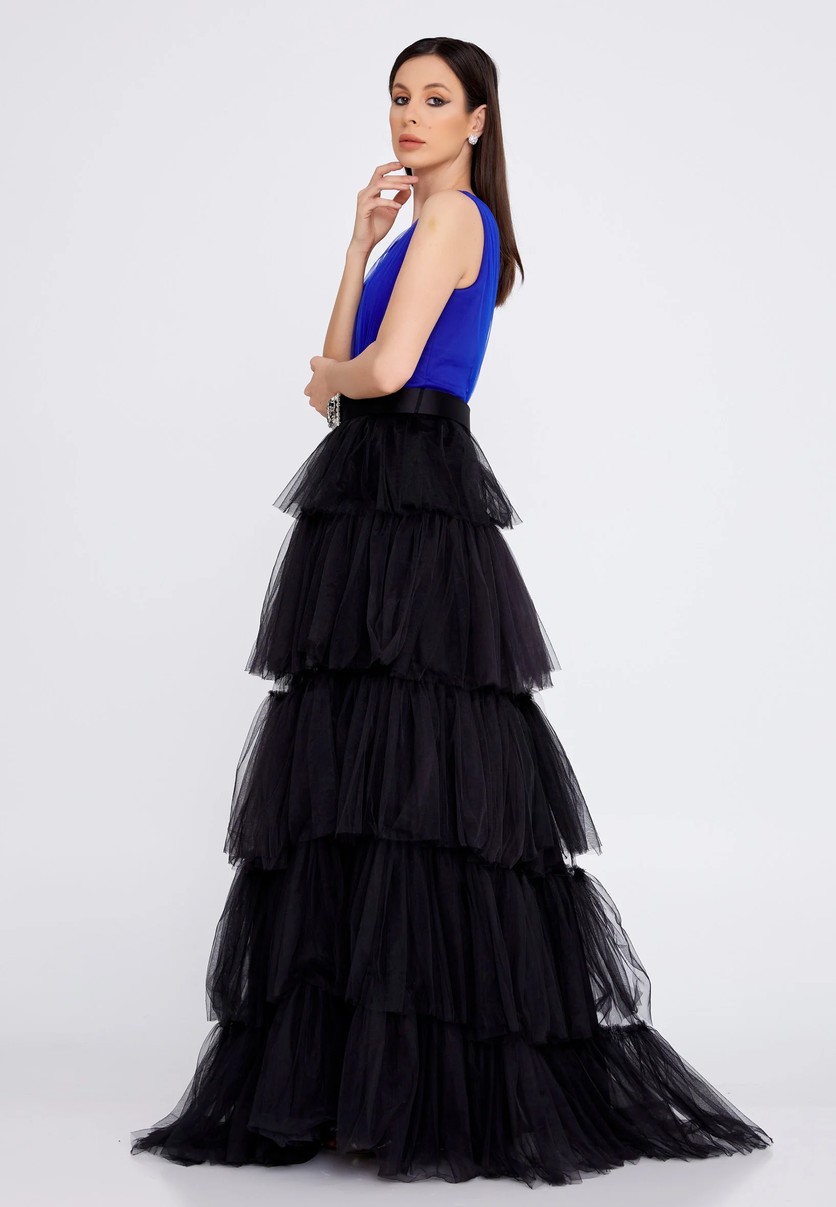 Sleeveless Maxi Tulle A - Line Regular Prom Dress stn5031 - Image 11