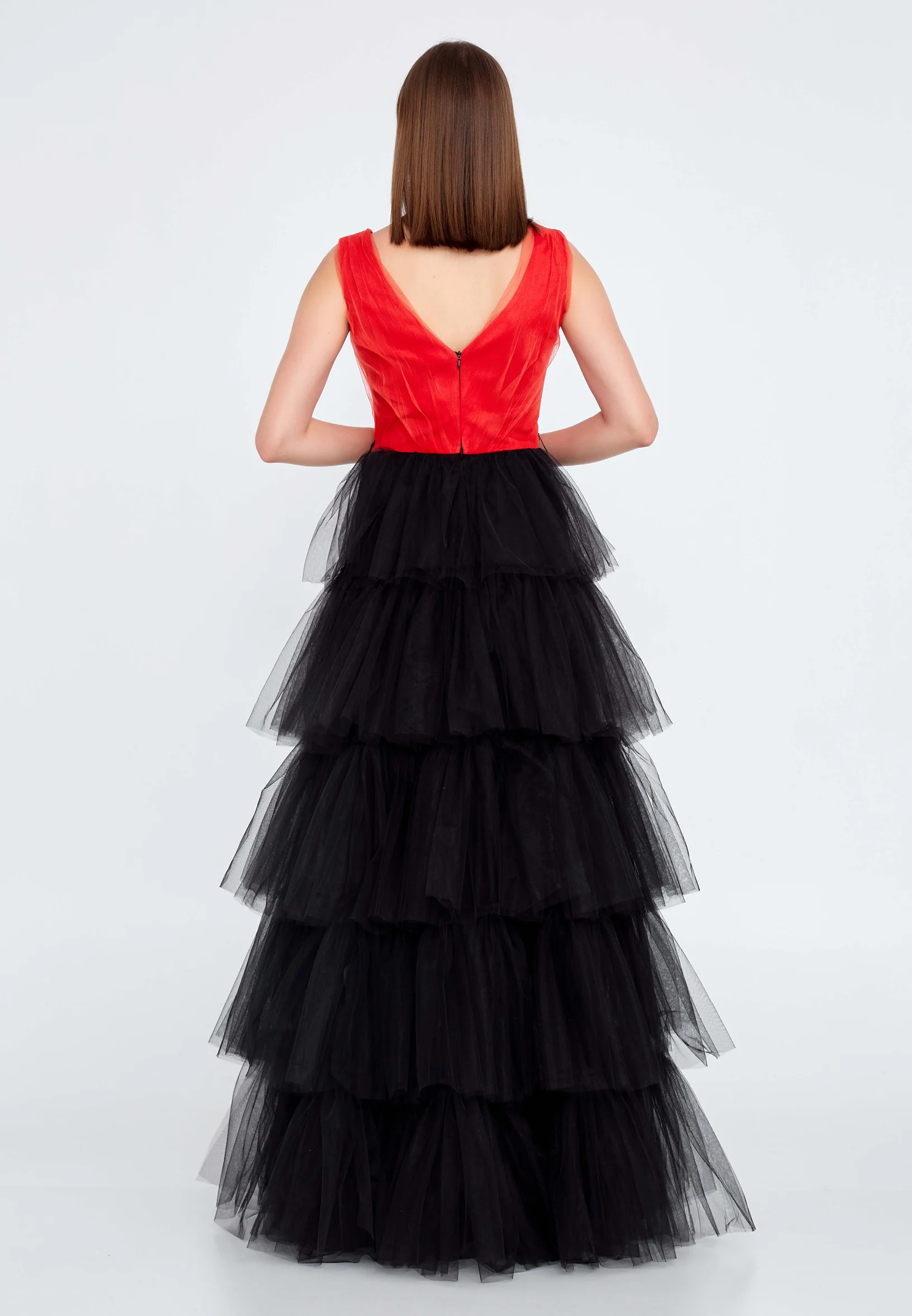 Sleeveless Maxi Tulle A - Line Regular Prom Dress stn5031 - Image 2
