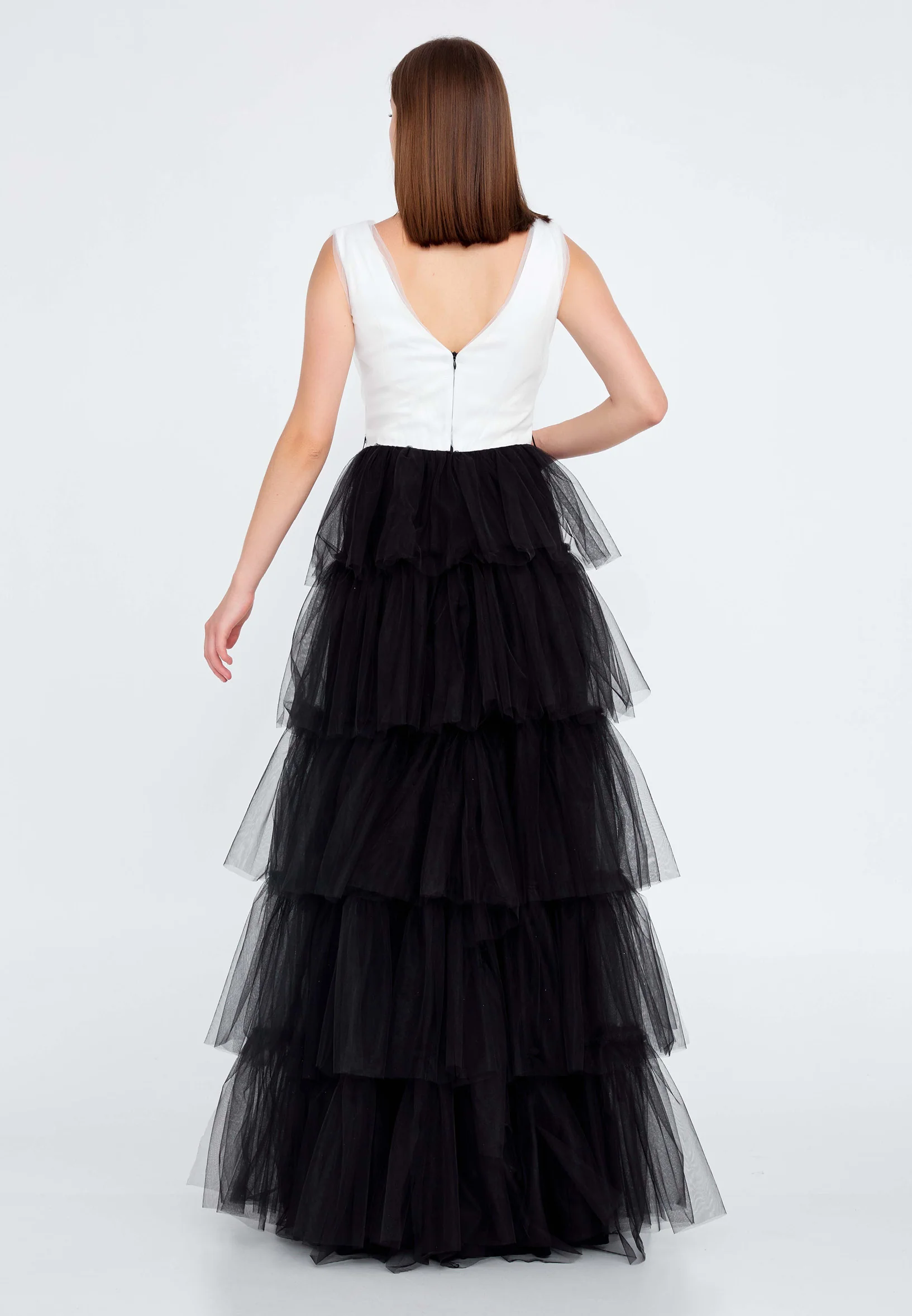 Sleeveless Maxi Tulle A - Line Regular Prom Dress stn5031 - Image 6