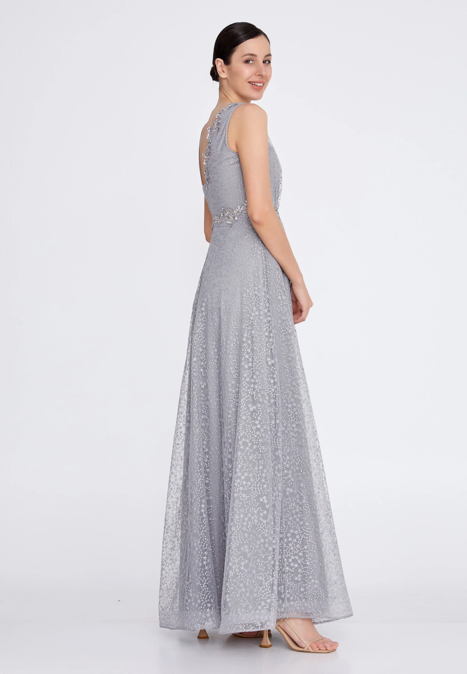 Sleeveless Maxi Tulle A - Line Regular Wedding Guest Dress bql2318 - Image 3