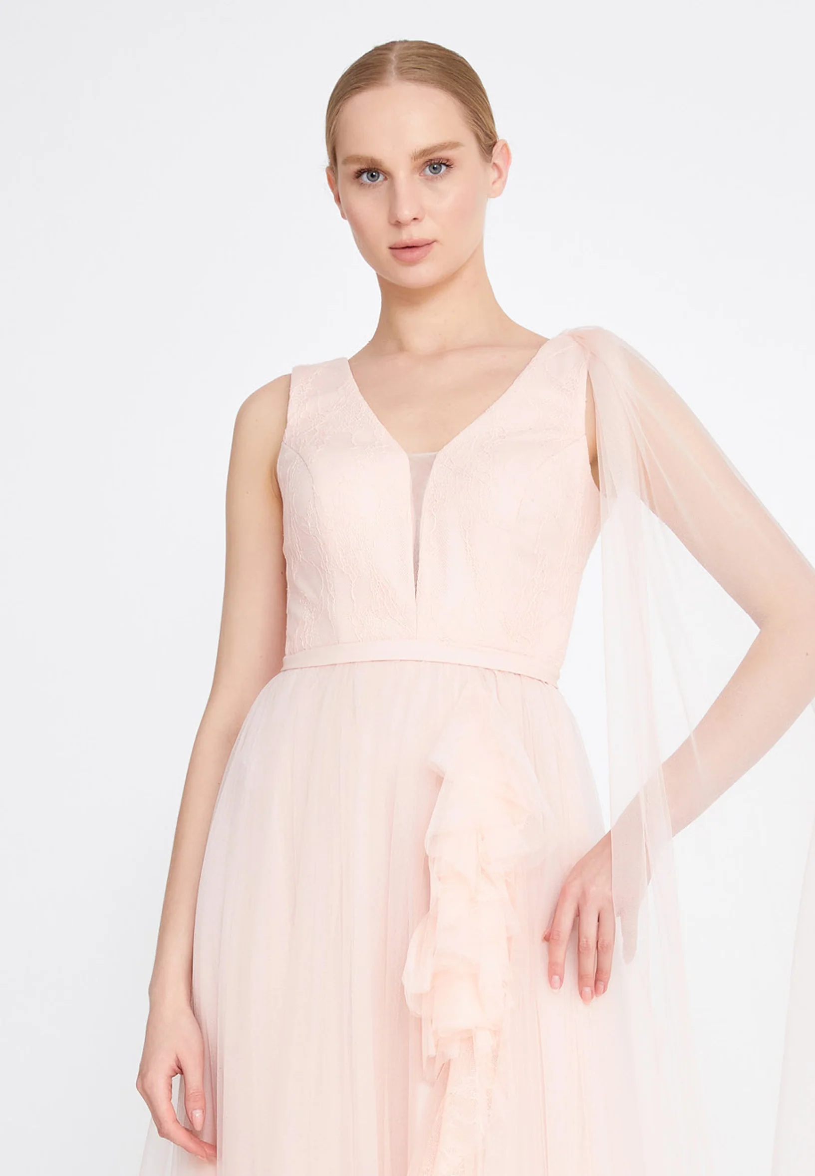 Sleeveless Maxi Tulle A - Line Regular Wedding Guest Dress cel4095 - Image 12