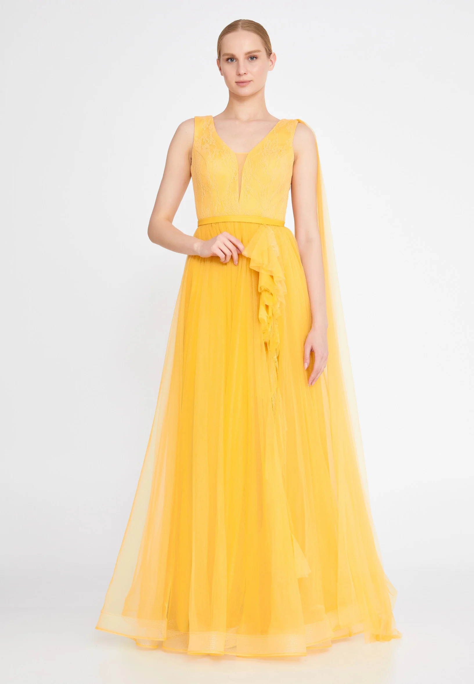 Sleeveless Maxi Tulle A - Line Regular Wedding Guest Dress cel4095 - Image 17
