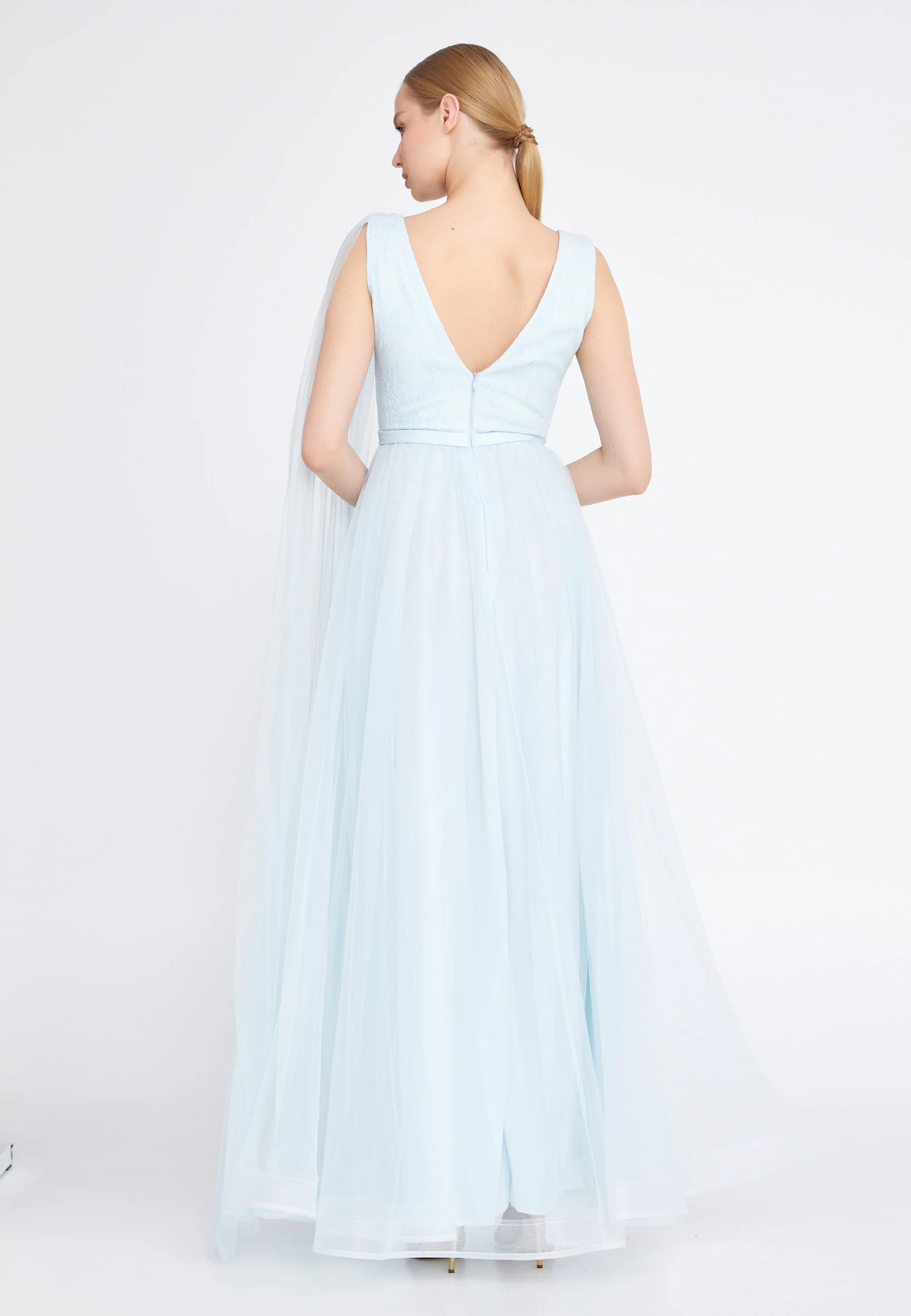 Sleeveless Maxi Tulle A - Line Regular Wedding Guest Dress cel4095 - Image 2