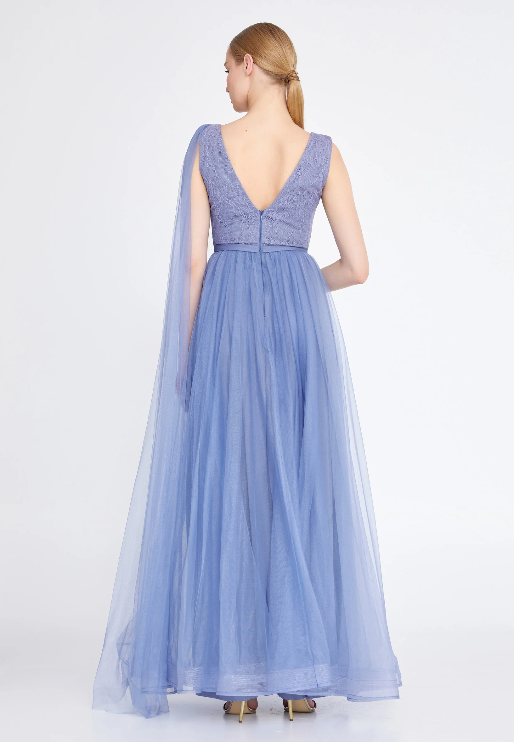 Sleeveless Maxi Tulle A - Line Regular Wedding Guest Dress cel4095 - Image 6