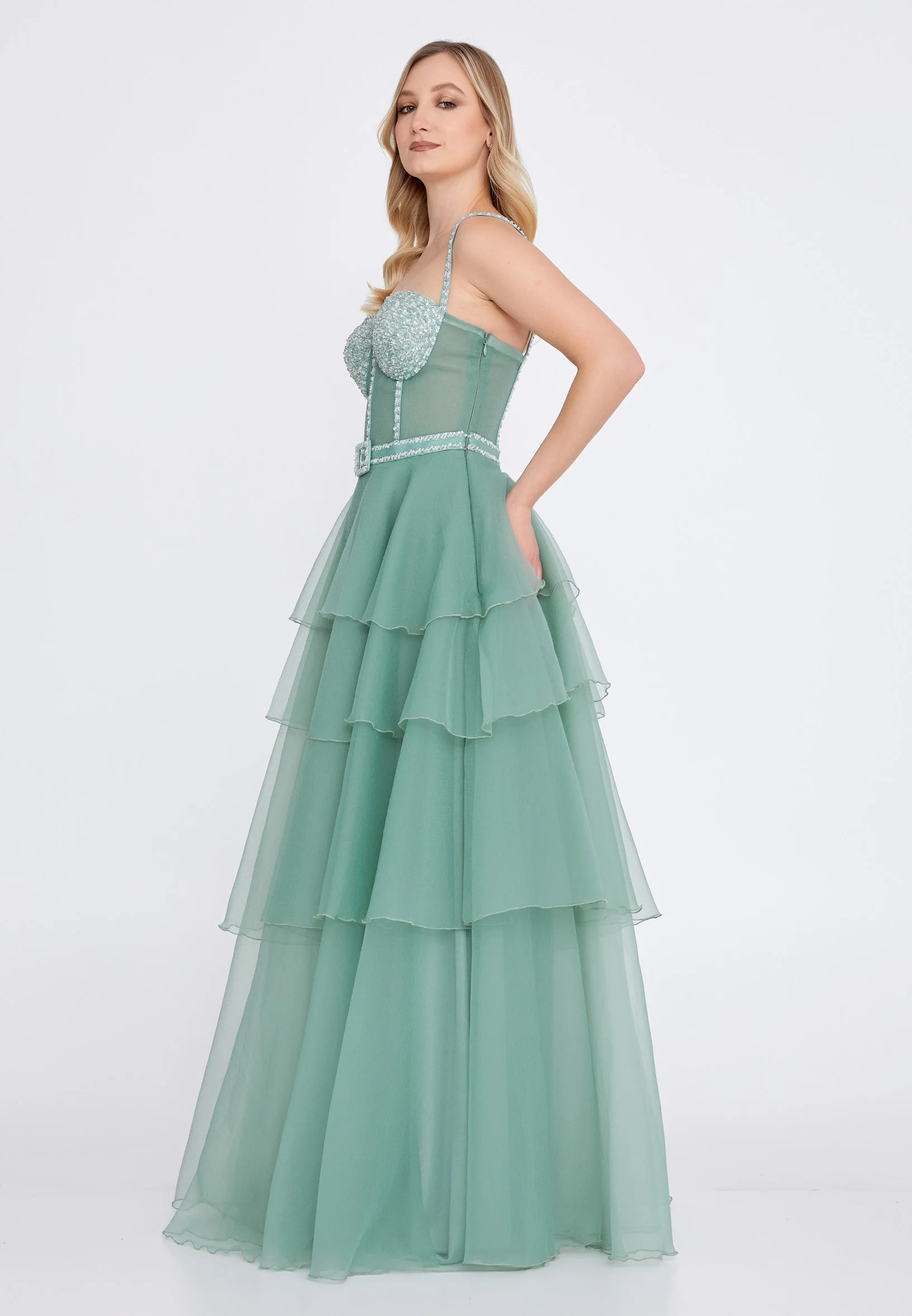 Sleeveless Maxi Tulle A - Line Regular Wedding Guest Dress omn324 - Image 11