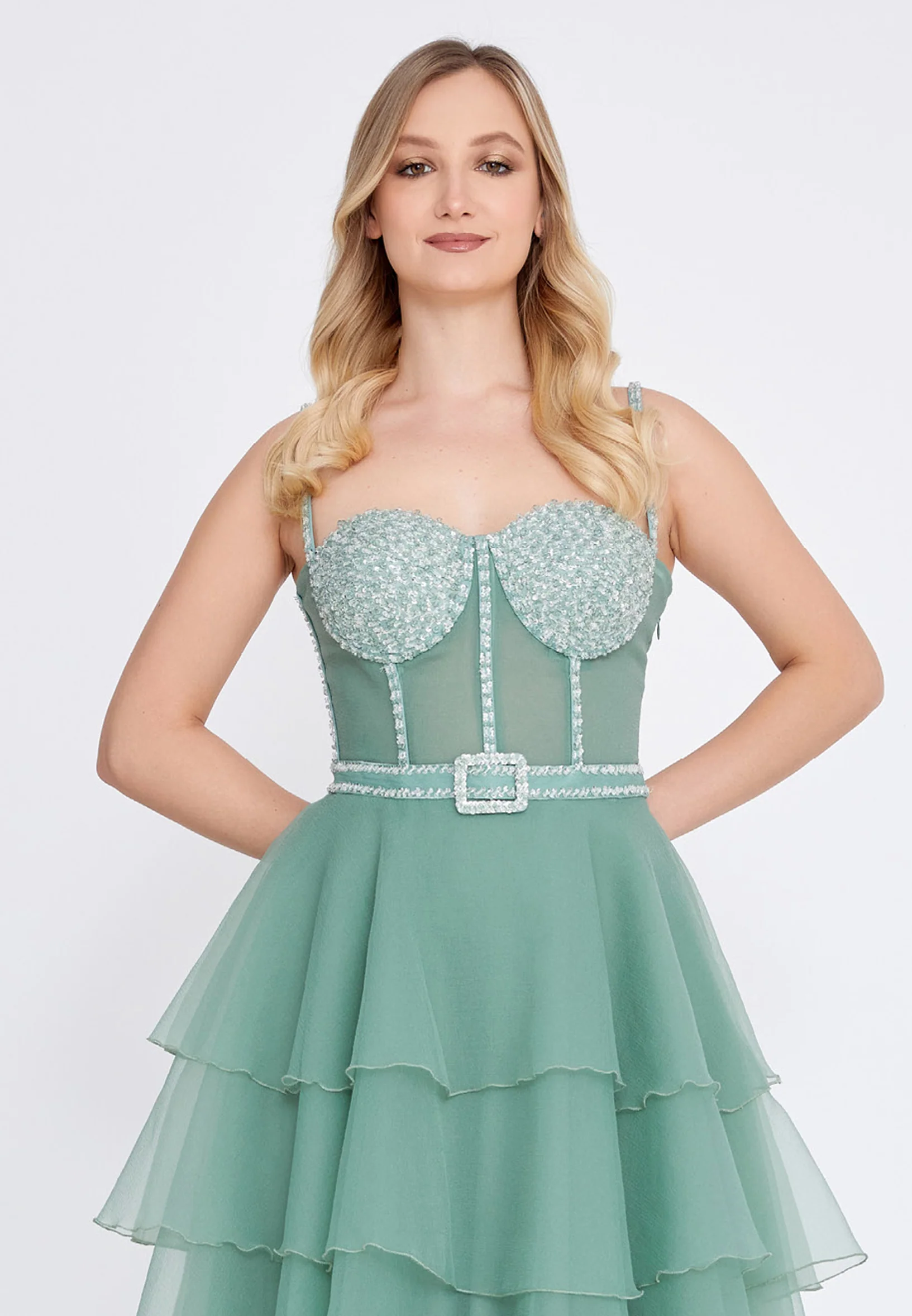 Sleeveless Maxi Tulle A - Line Regular Wedding Guest Dress omn324 - Image 12