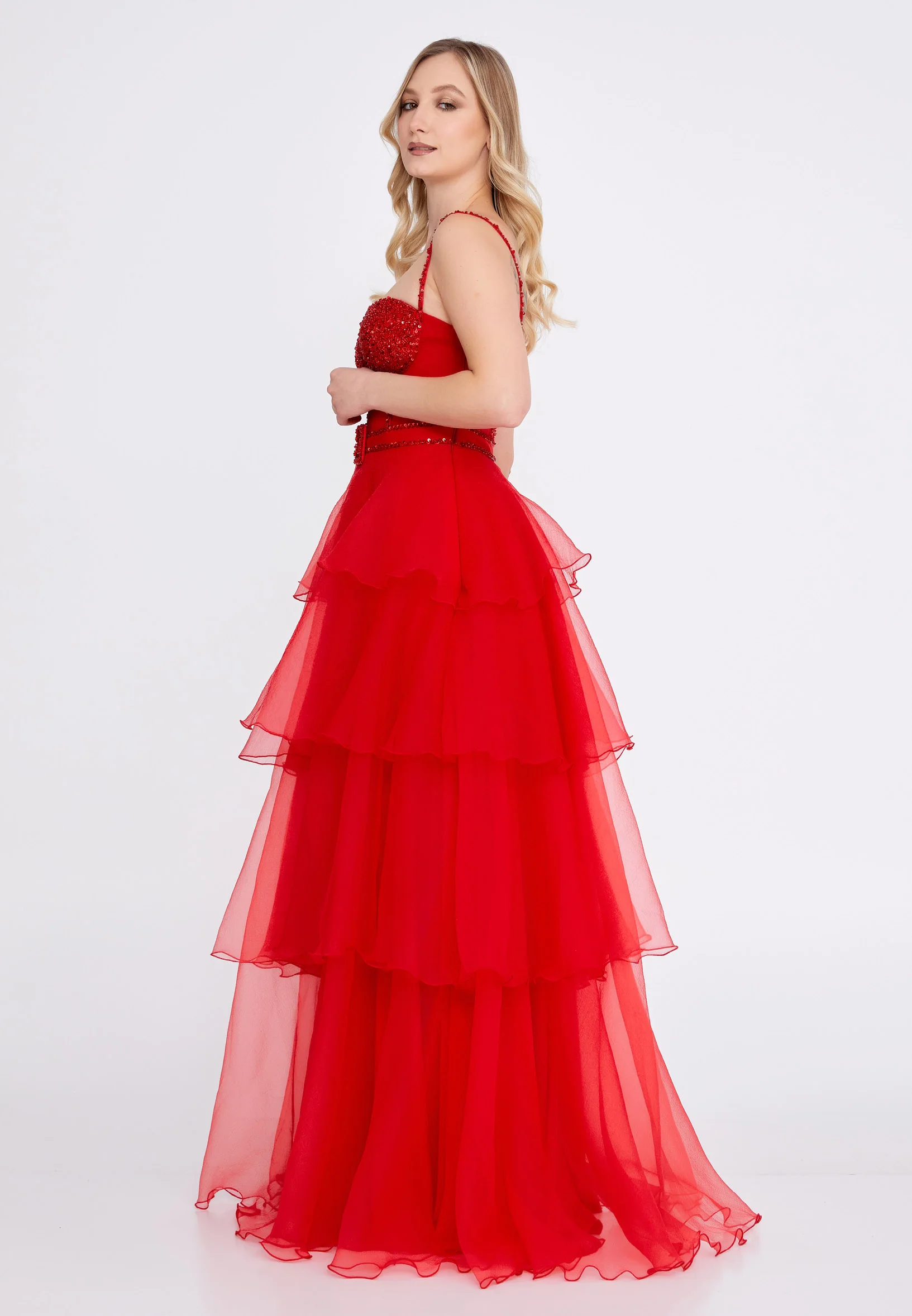 Sleeveless Maxi Tulle A - Line Regular Wedding Guest Dress omn324 - Image 19