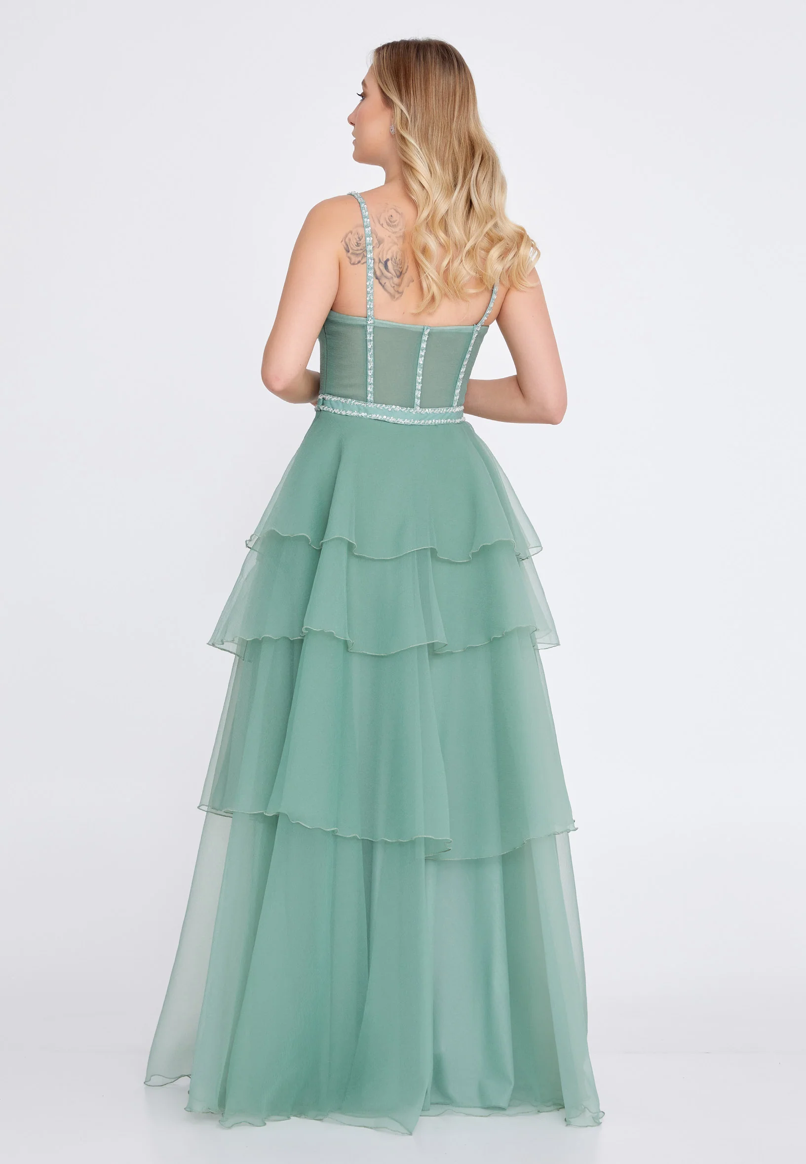 Sleeveless Maxi Tulle A - Line Regular Wedding Guest Dress omn324 - Image 2