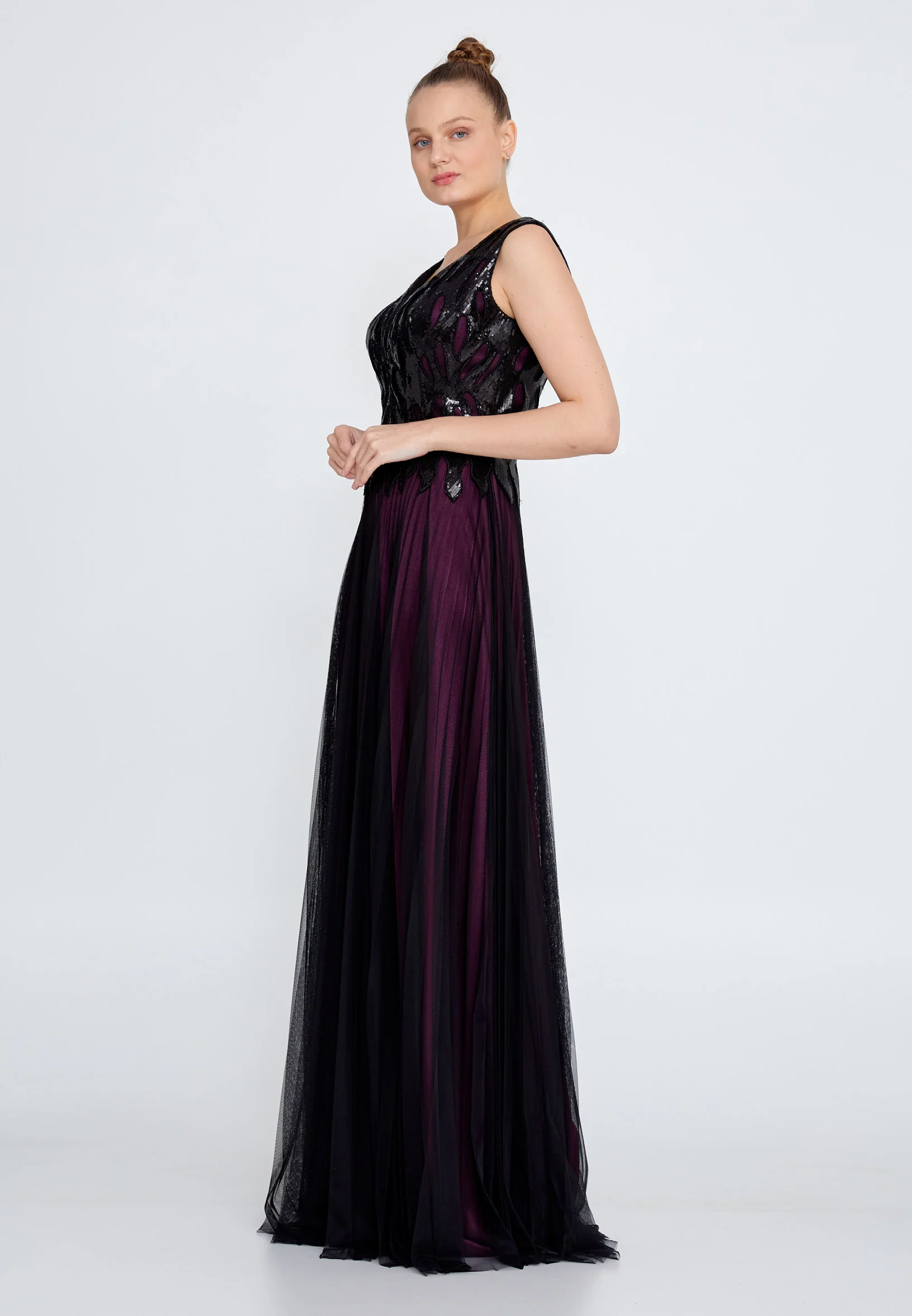 Sleeveless Maxi Tulle A - Line Regular Wedding Guest Dress rmn2970 - Image 3