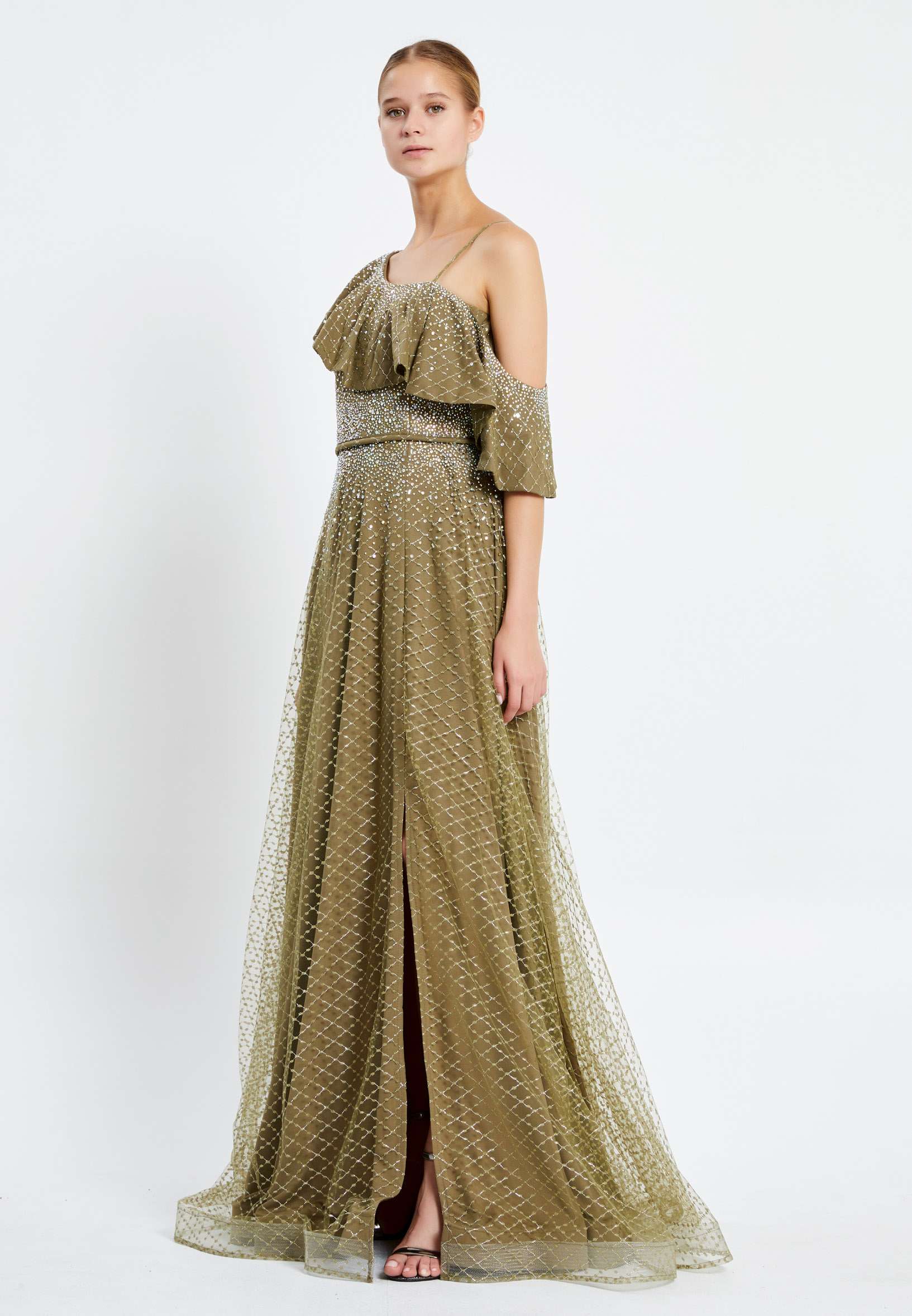 Sleeveless Maxi Tulle A - Line Regular Wedding Guest Dress rmn2978 - Image 7
