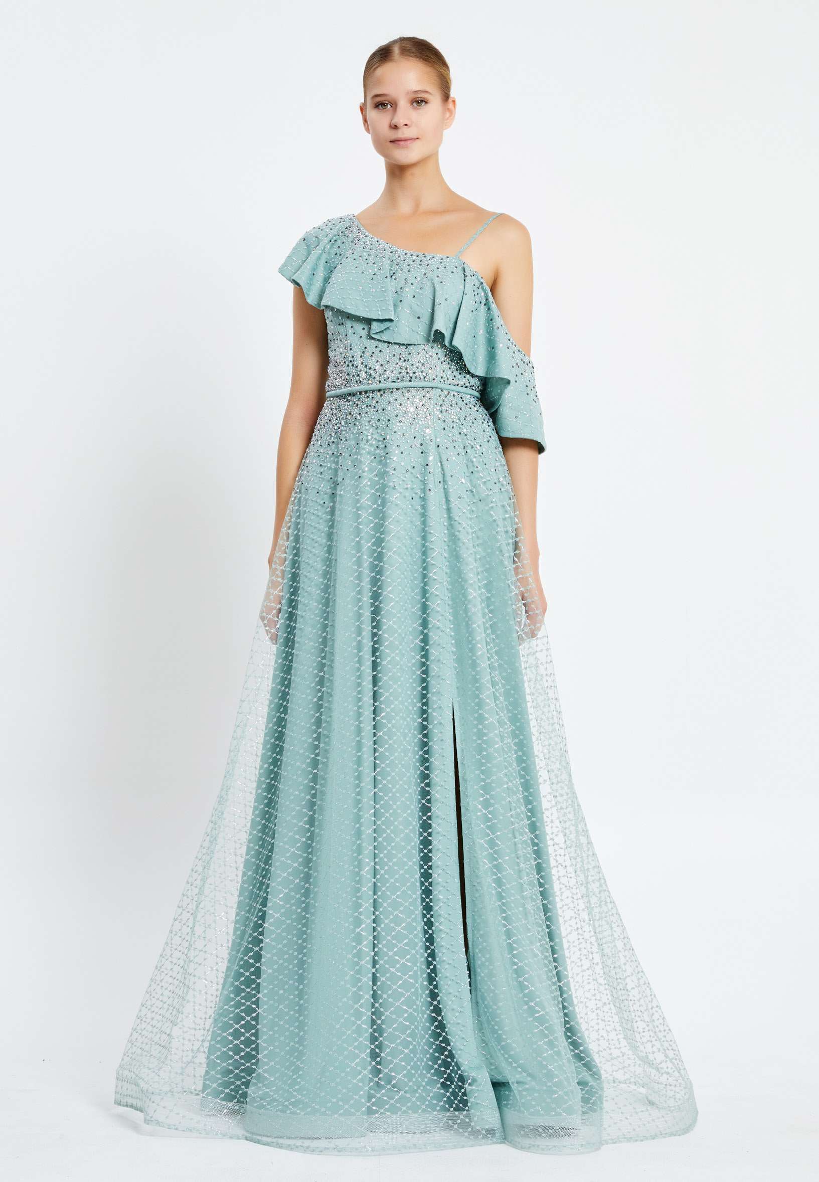 Sleeveless Maxi Tulle A - Line Regular Wedding Guest Dress rmn2978 - Image 9