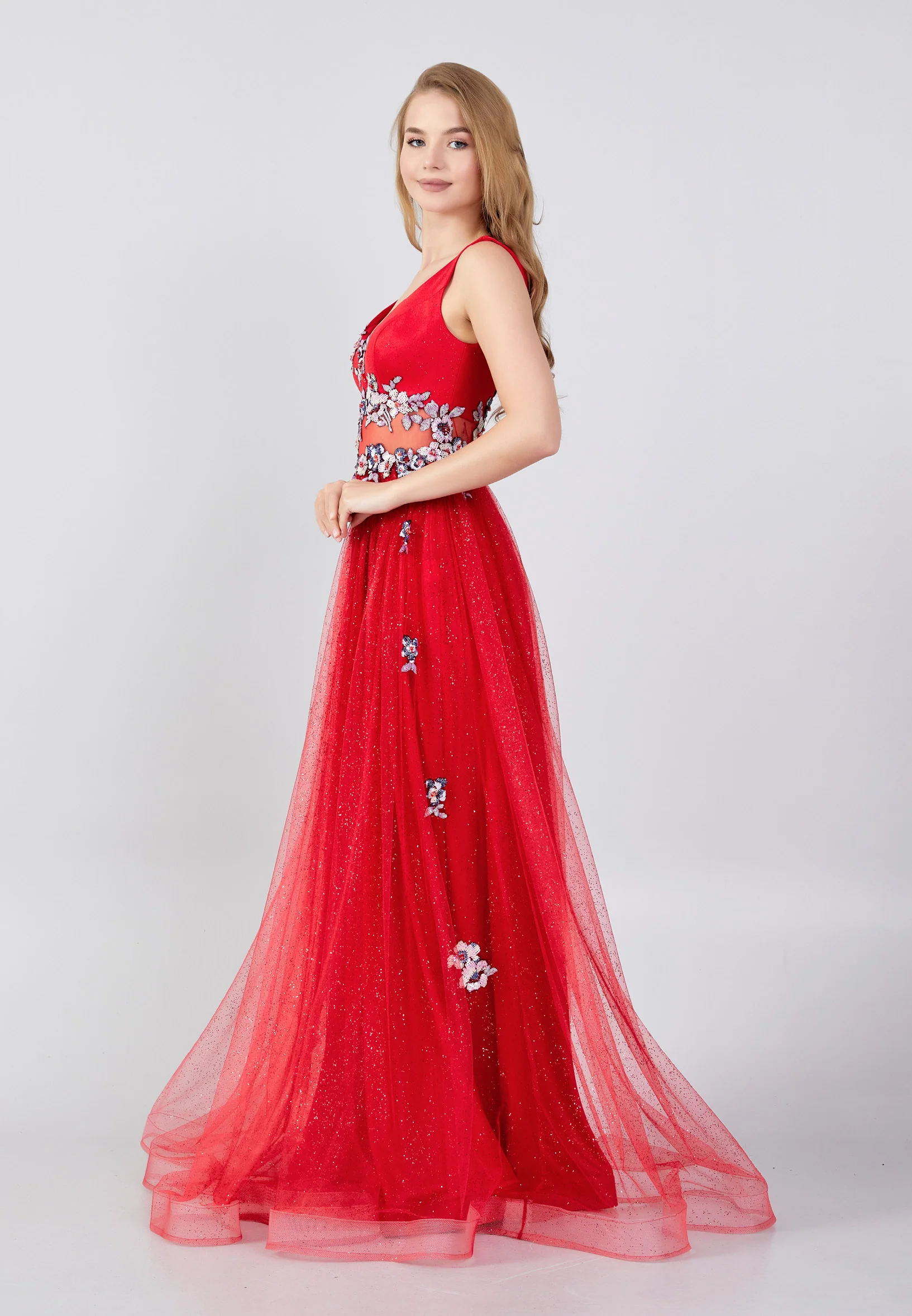 Sleeveless Maxi Tulle A - Line Regular Wedding Guest Dress swr5124 - Image 19