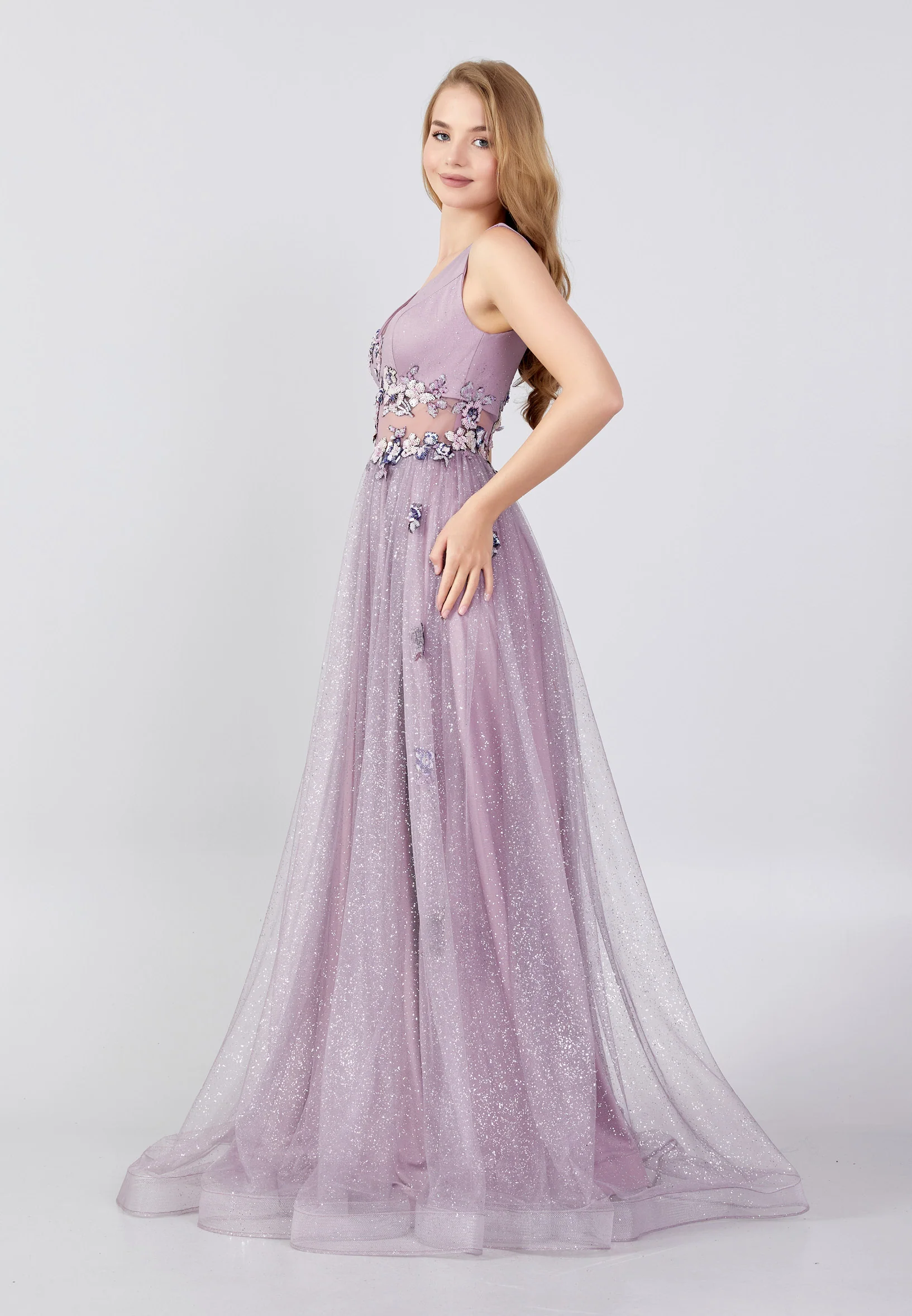 Sleeveless Maxi Tulle A - Line Regular Wedding Guest Dress swr5124 - Image 3