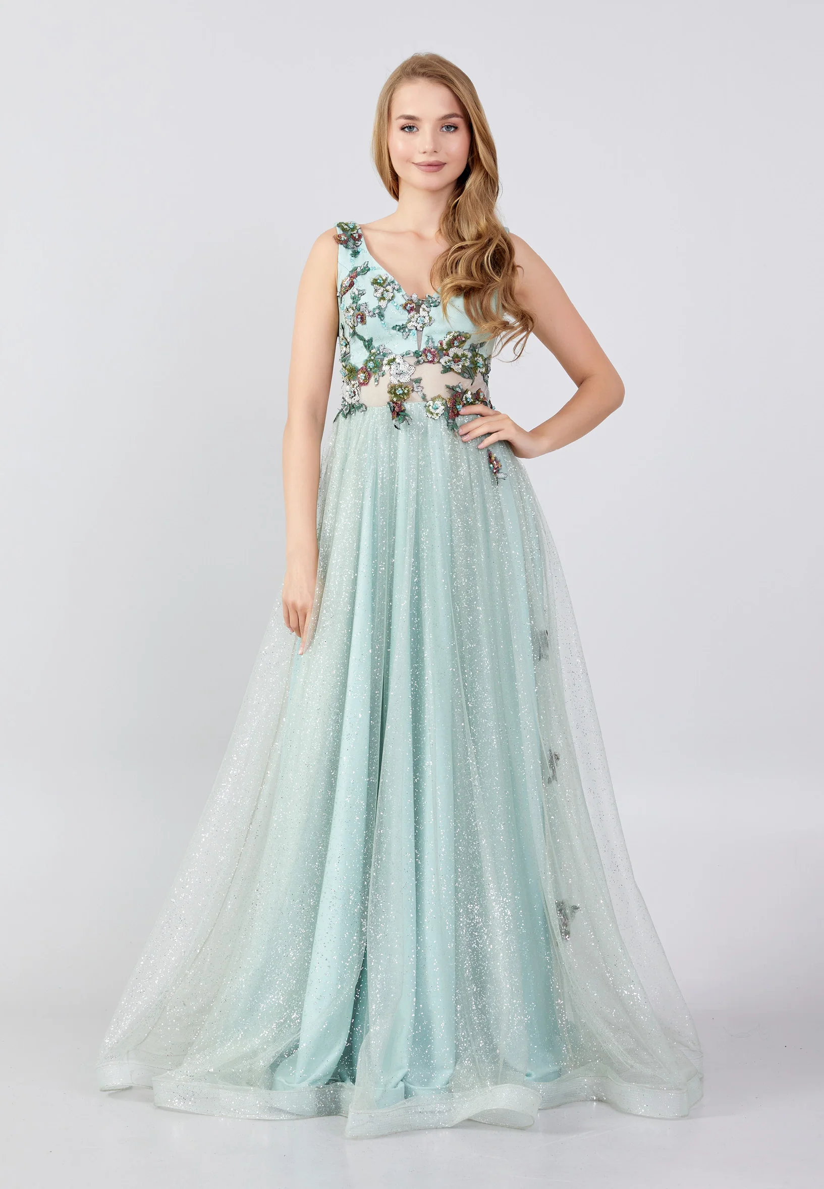 Sleeveless Maxi Tulle A - Line Regular Wedding Guest Dress swr5124 - Image 5
