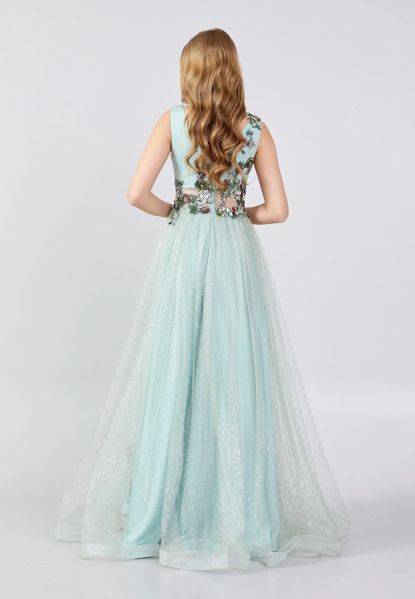 Sleeveless Maxi Tulle A - Line Regular Wedding Guest Dress swr5124 - Image 6