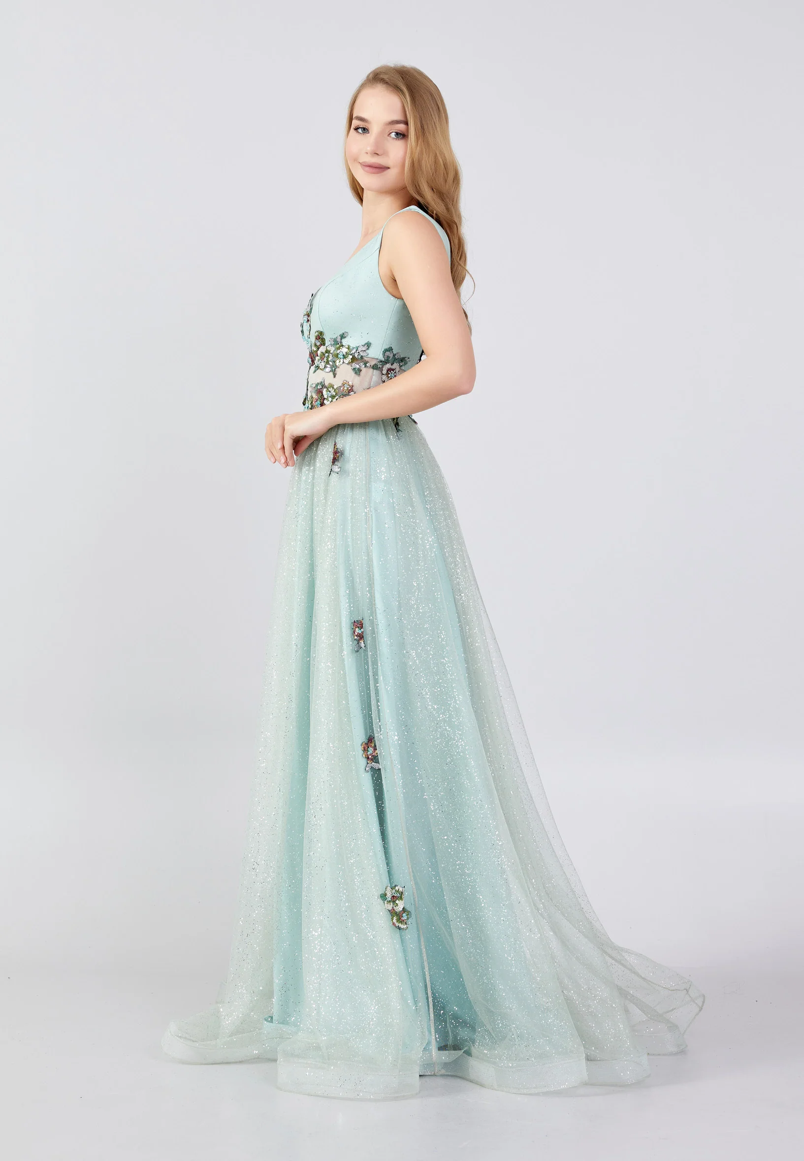 Sleeveless Maxi Tulle A - Line Regular Wedding Guest Dress swr5124 - Image 7