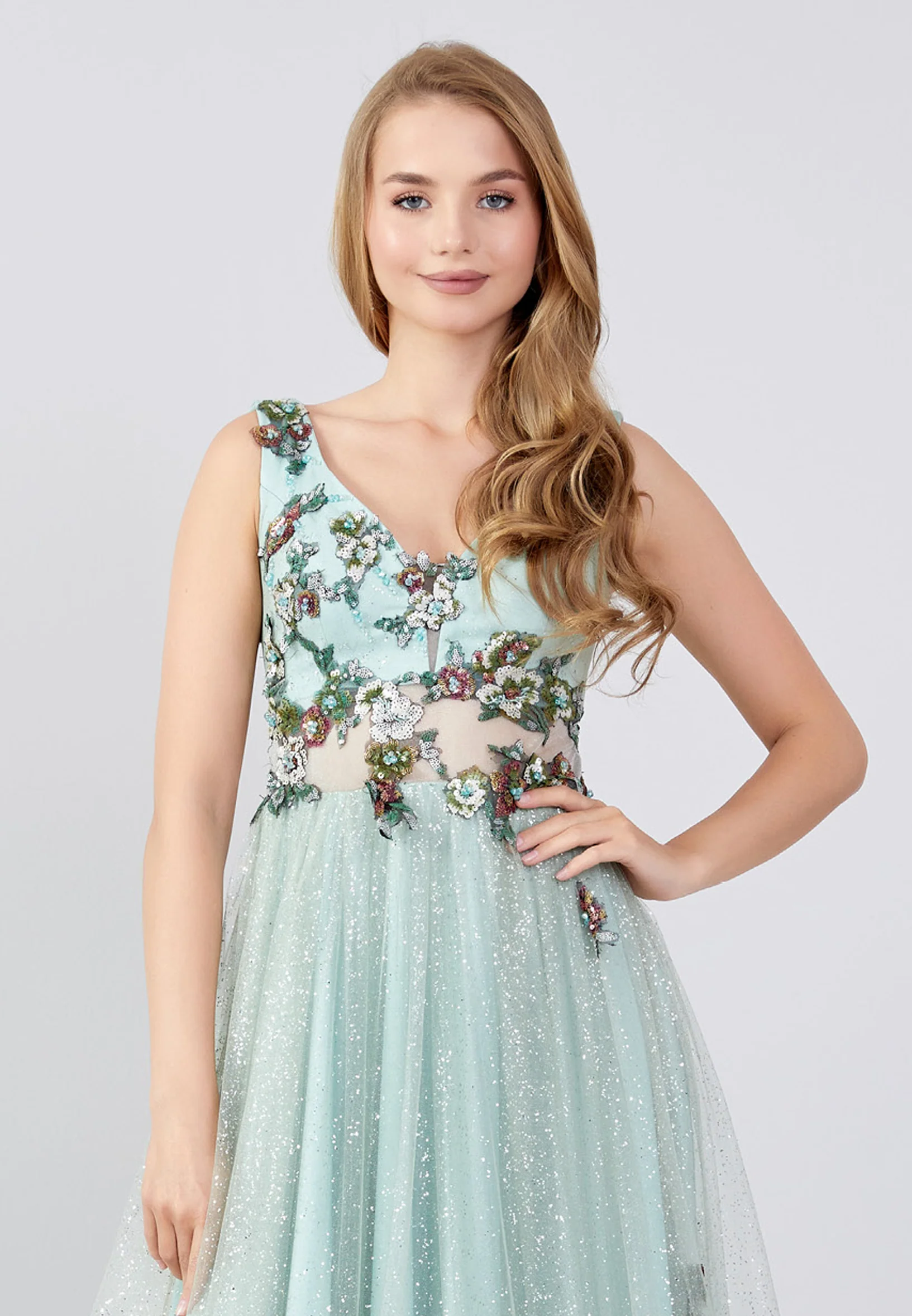 Sleeveless Maxi Tulle A - Line Regular Wedding Guest Dress swr5124 - Image 8