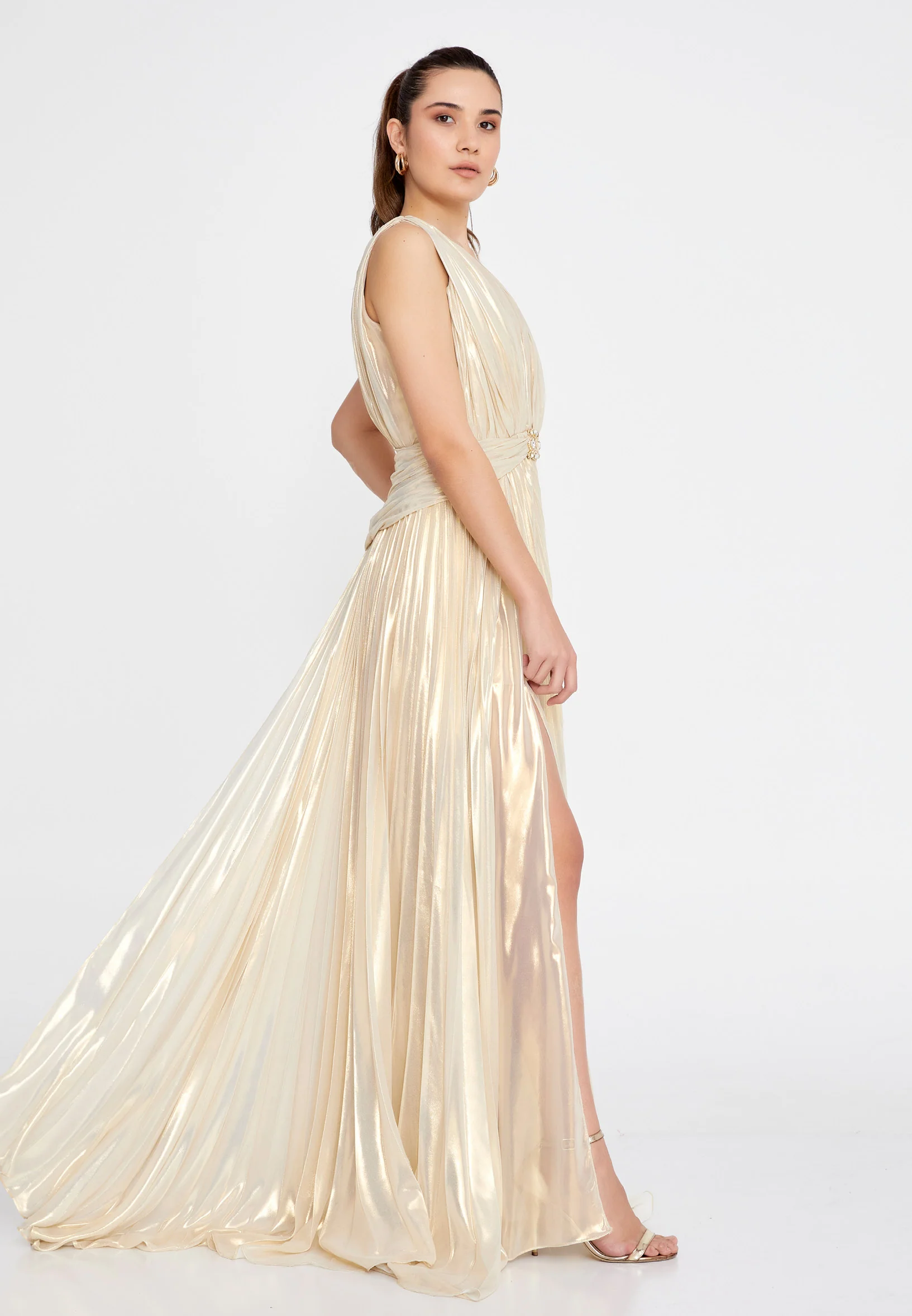 Sleeveless Maxi Tulle Column Regular Evening Dress mtn22101 - Image 11