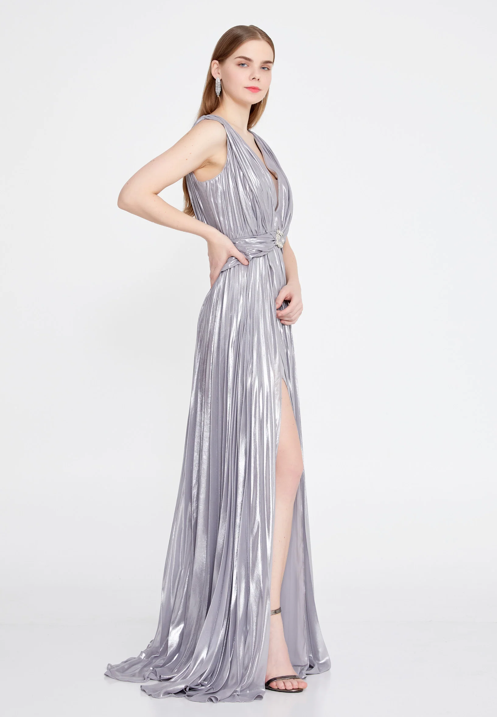 Sleeveless Maxi Tulle Column Regular Evening Dress mtn22101 - Image 15