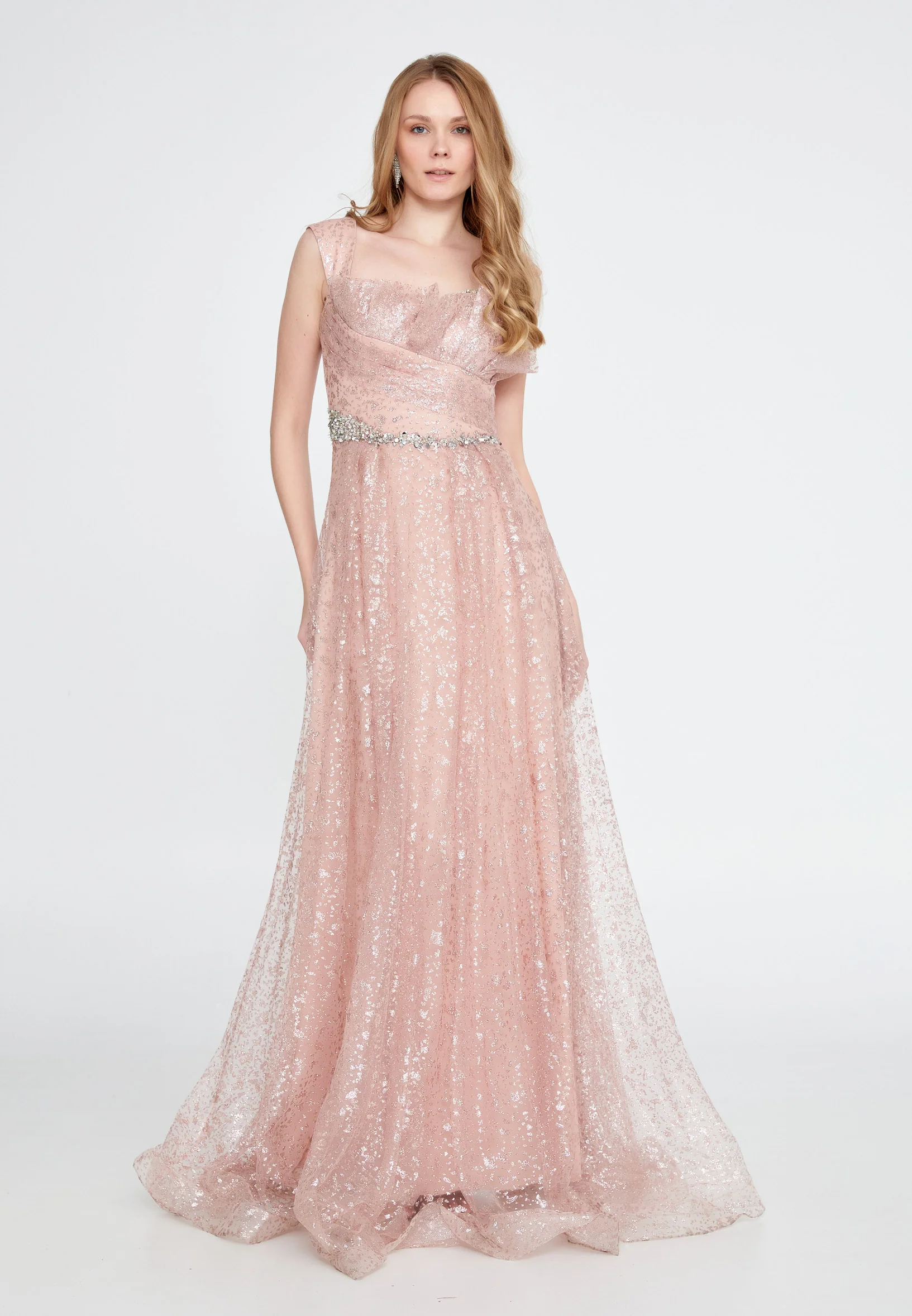 Sleeveless Maxi Tulle Column Regular Evening Dress ron7114 - Image 13