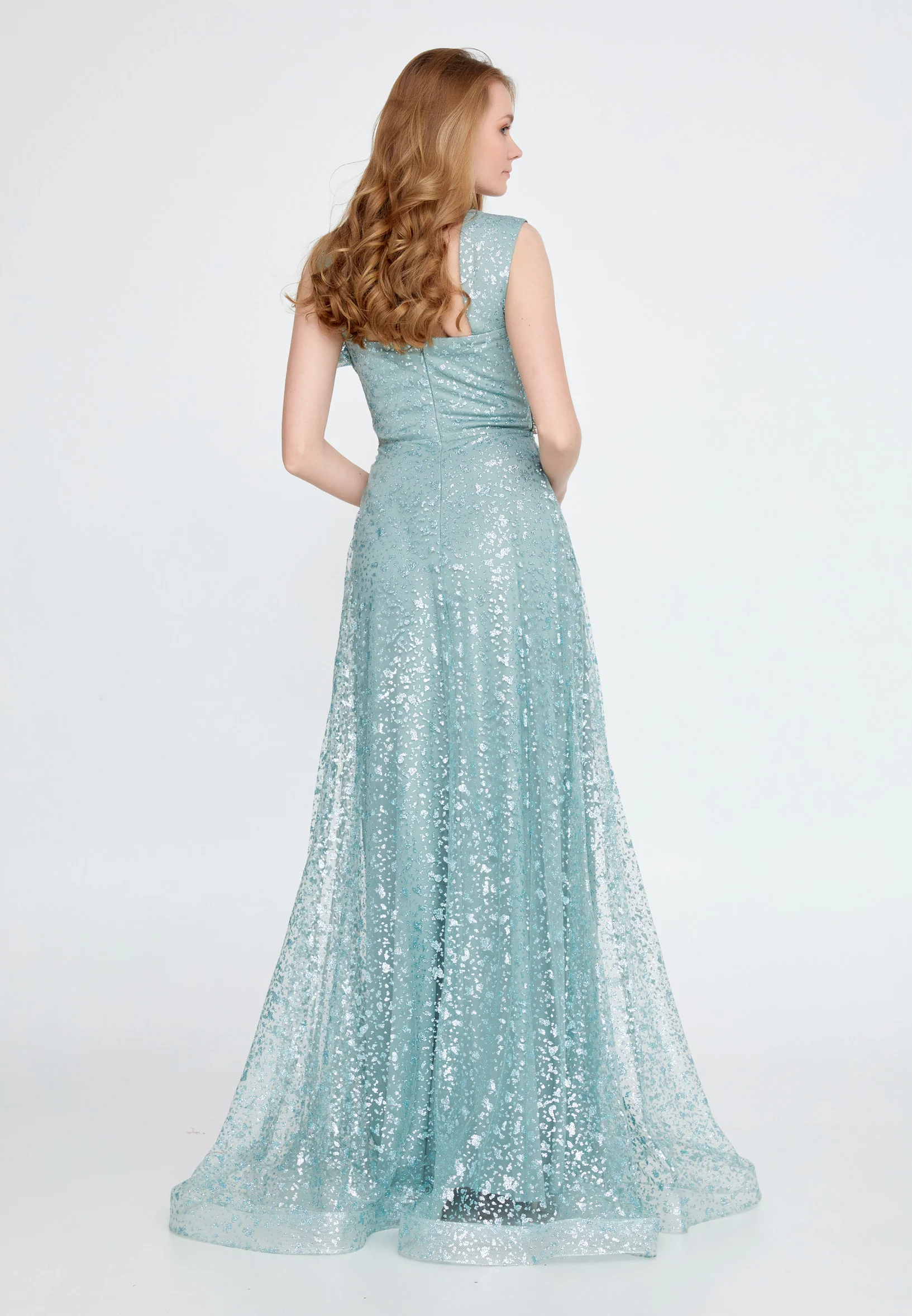 Sleeveless Maxi Tulle Column Regular Evening Dress ron7114 - Image 6
