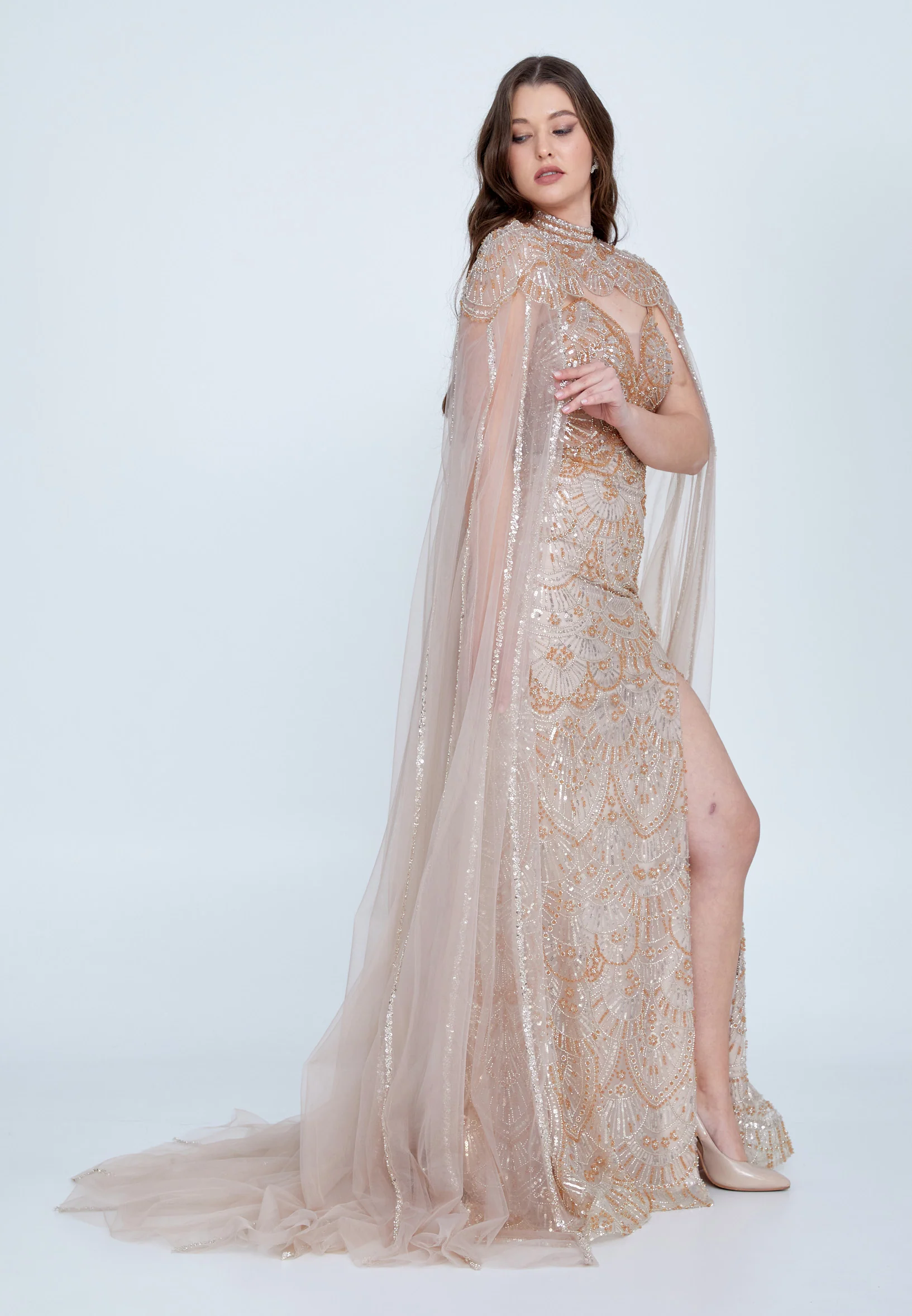 Sleeveless Maxi Tulle Column Regular Prom Dress mti030114 - Image 3