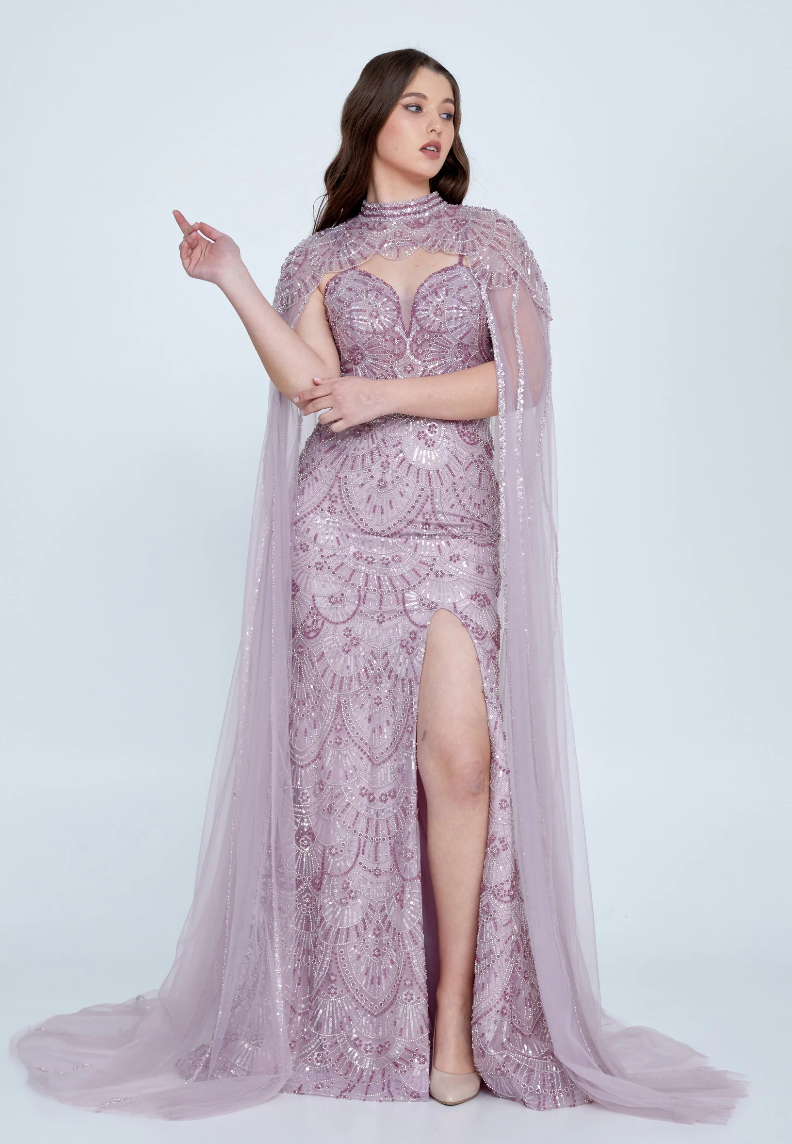 Sleeveless Maxi Tulle Column Regular Prom Dress mti030114 - Image 5