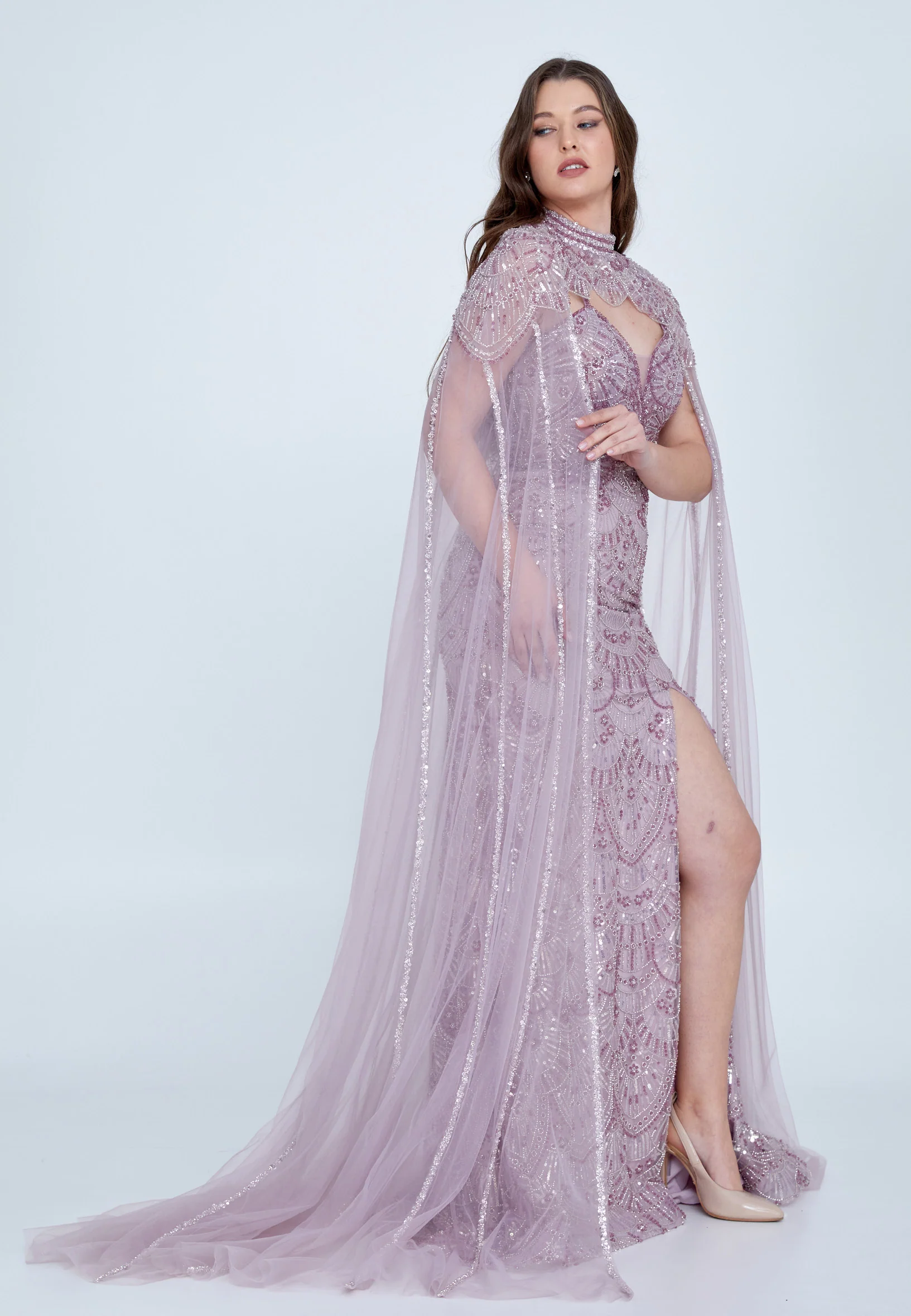 Sleeveless Maxi Tulle Column Regular Prom Dress mti030114 - Image 7