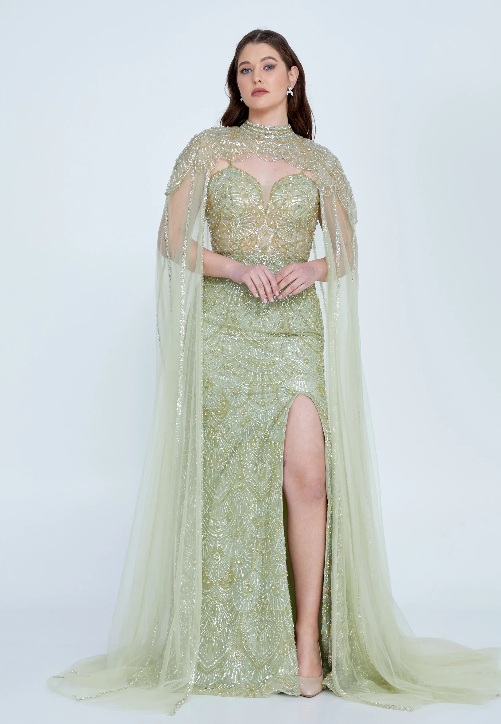 Sleeveless Maxi Tulle Column Regular Prom Dress mti030114 - Image 9