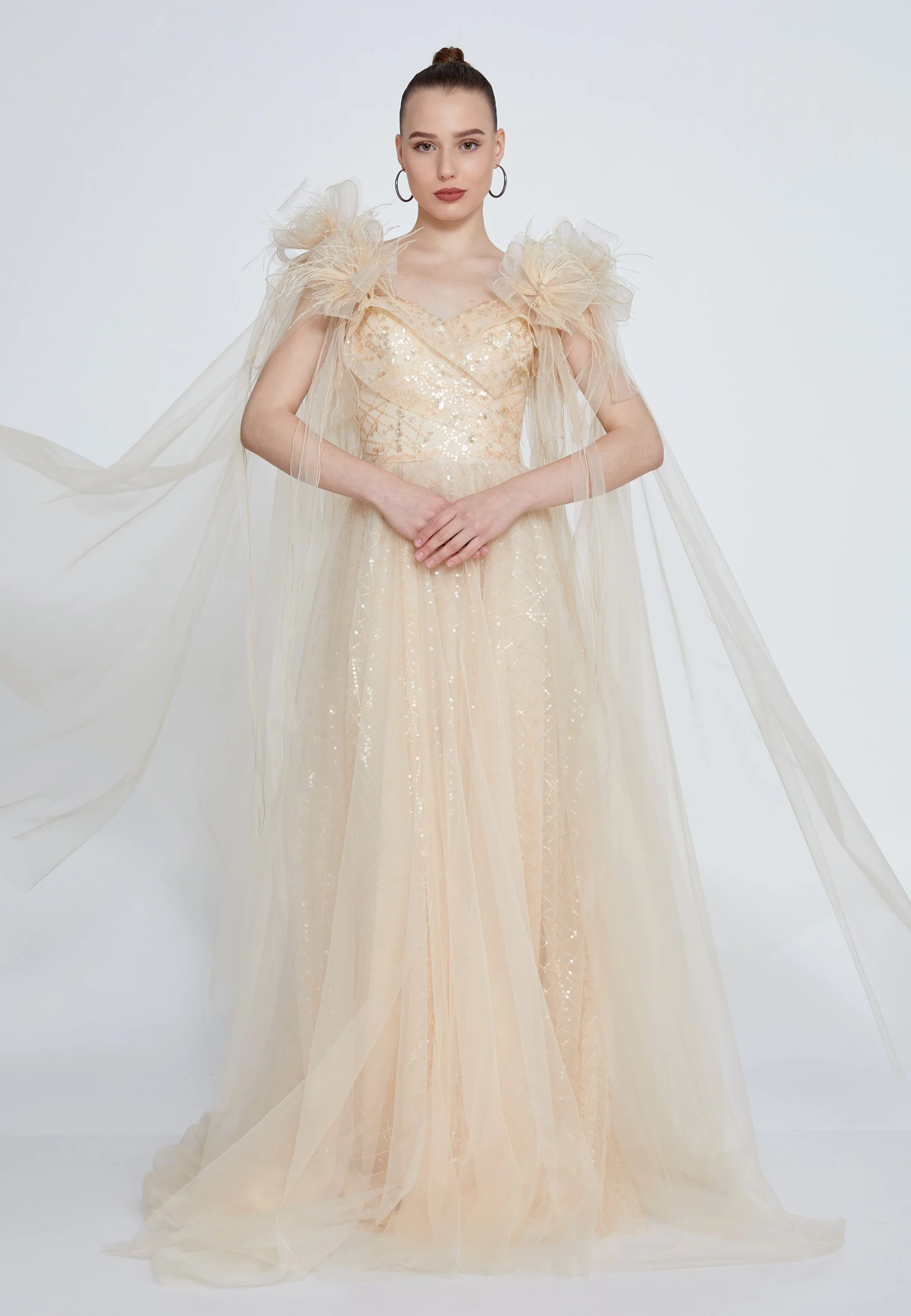 Sleeveless Maxi Tulle Column Regular Prom Dress omn0118