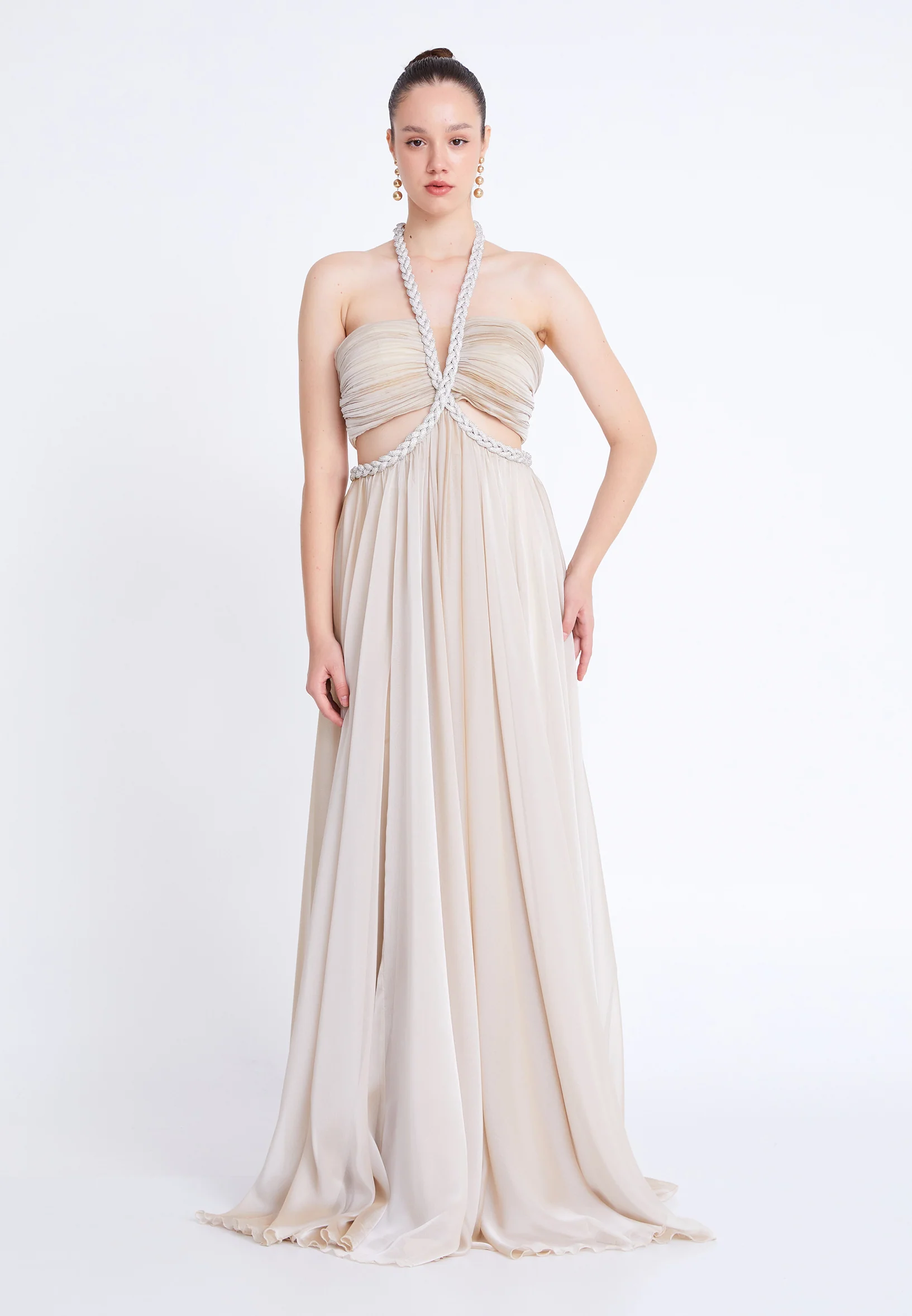 Sleeveless Maxi Tulle Column Regular Prom Dress prl0255