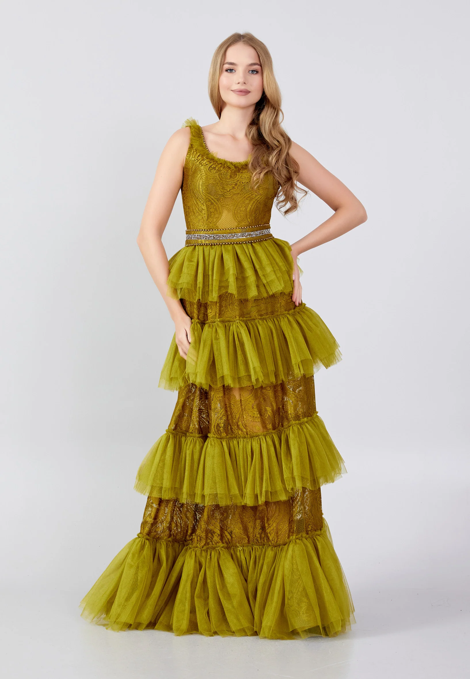 Sleeveless Maxi Tulle Column Regular Prom Dress swr5042 - Image 13