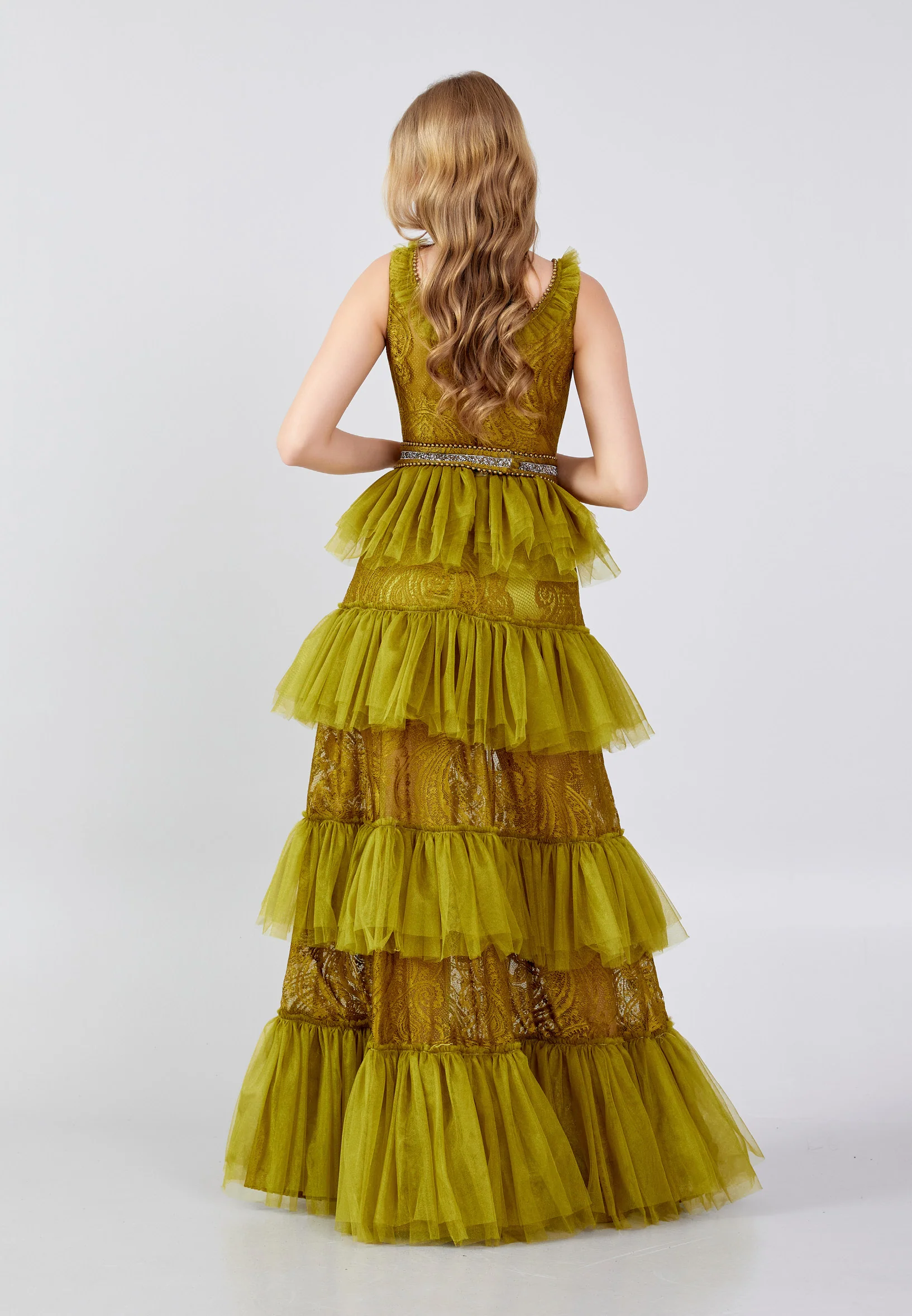 Sleeveless Maxi Tulle Column Regular Prom Dress swr5042 - Image 14