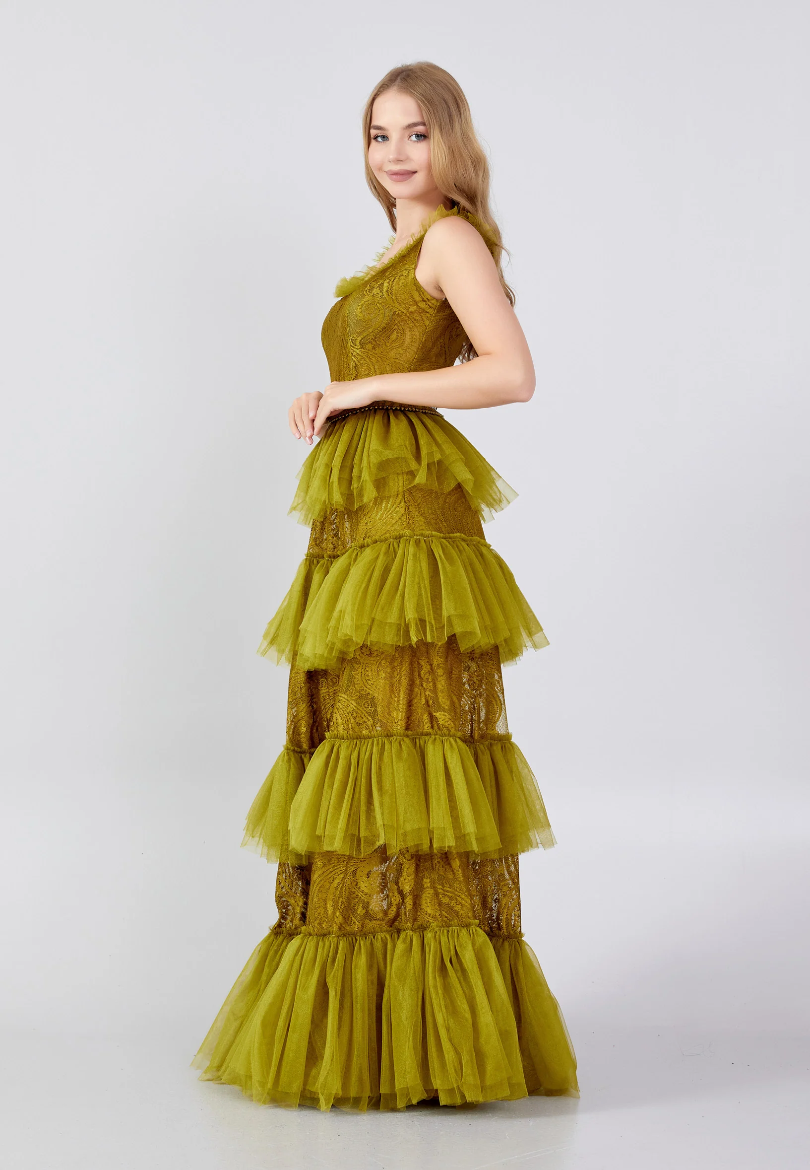 Sleeveless Maxi Tulle Column Regular Prom Dress swr5042 - Image 15